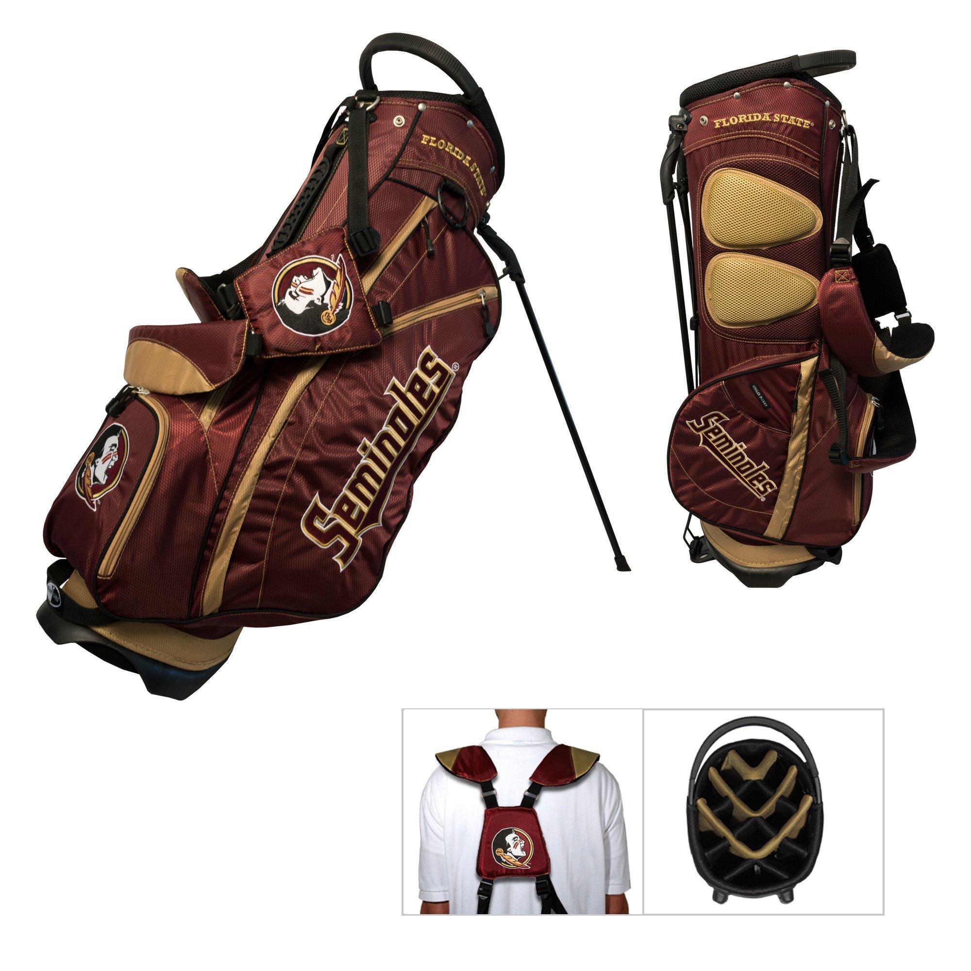Team Golf NCAA Fairway Golf Stand Bag - Lightweight 14-Way Top with Spring Action Stand | Insulated Cooler Pocket, Padded Strap, Umbrella Holder & Removable Rain Hood | Perfect for College Golf Tournaments & Weekend Golf Outings