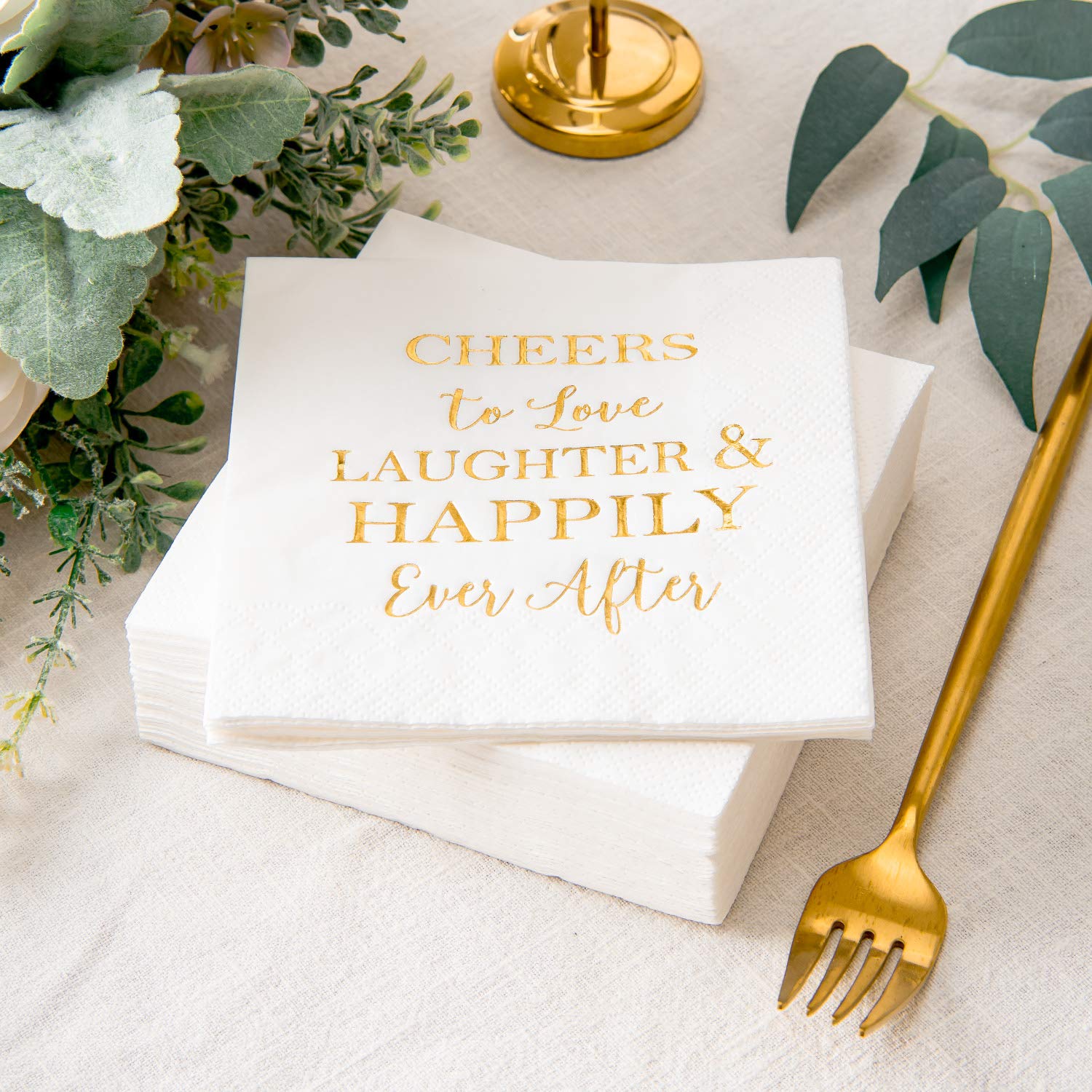 50ct Gold Foil Cocktail Napkins for Bridal & Wedding Showers