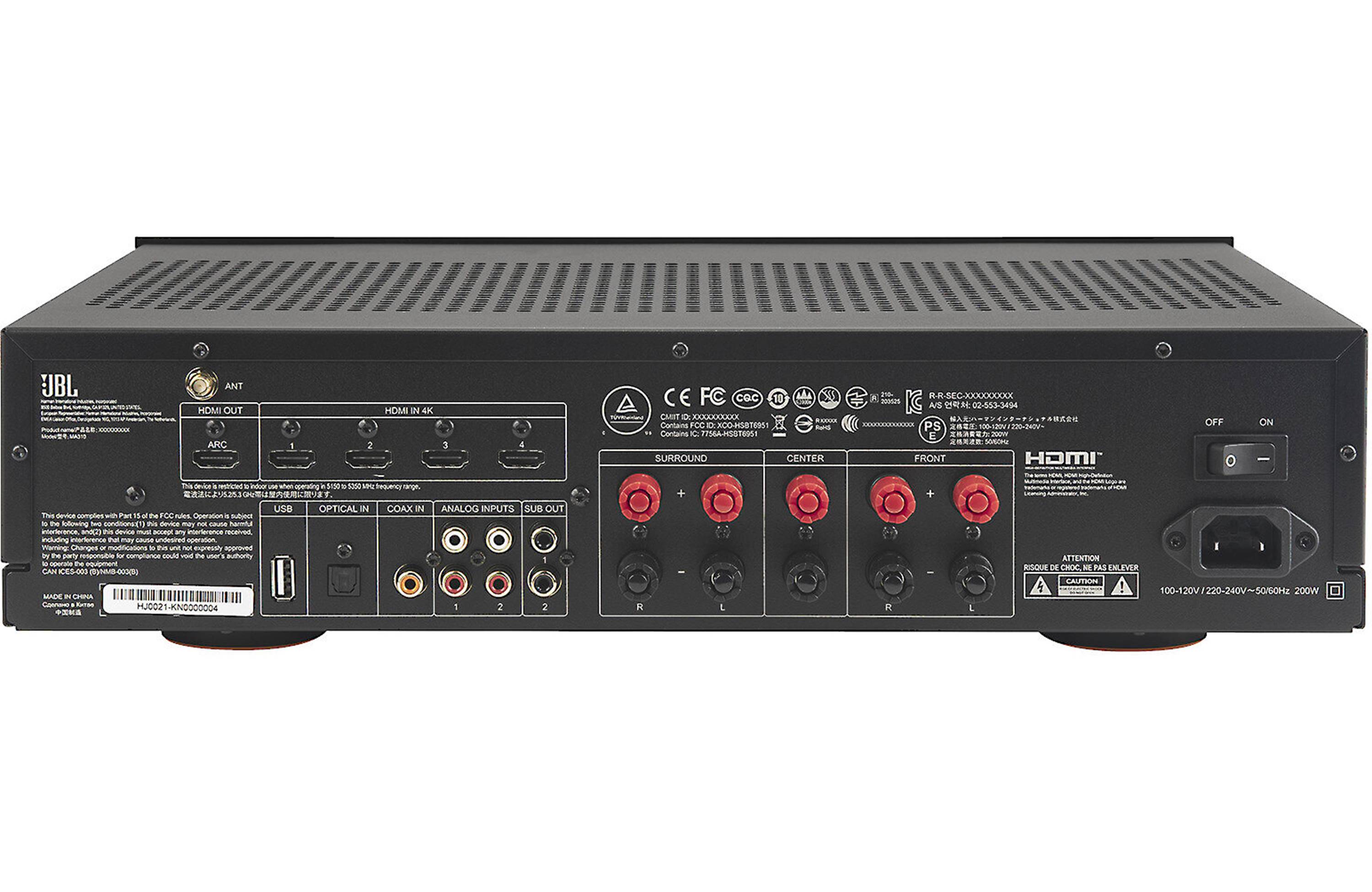 JBL MA310 5.2 Channel 4K Ultra HD AV Receiver with Bluetooth - Home Theater System for Movies, Music & Gaming