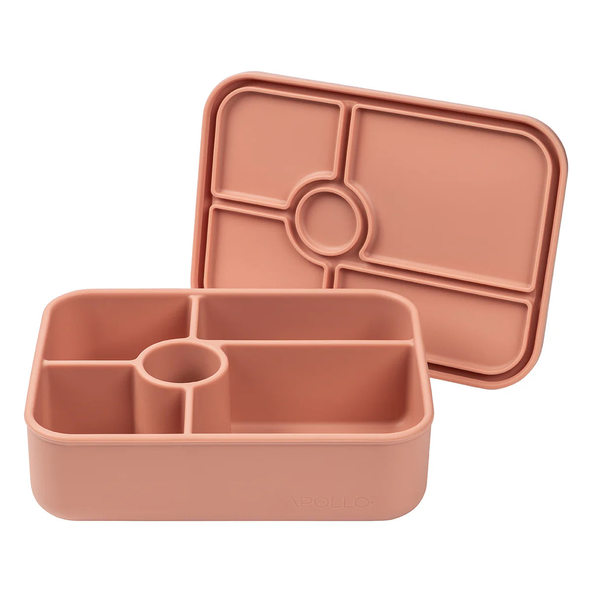 Apollo 5-Piece Rectangle Silicone Bento Box Set - Leakproof & Microwave Safe Lunch Container for Adults & Kids - Perfect for Office, School, Picnics & Meal Prep (Pink)