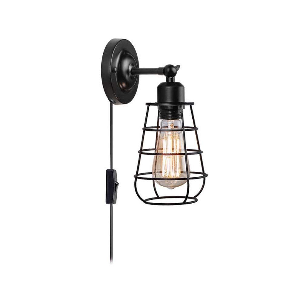 Vintage Industrial Wall Mounted Light - Wrought Iron Cage Design, E27 Socket, Edison Bulb Compatible - Perfect for Living Room, Corridor, Staircase & Porch Lighting