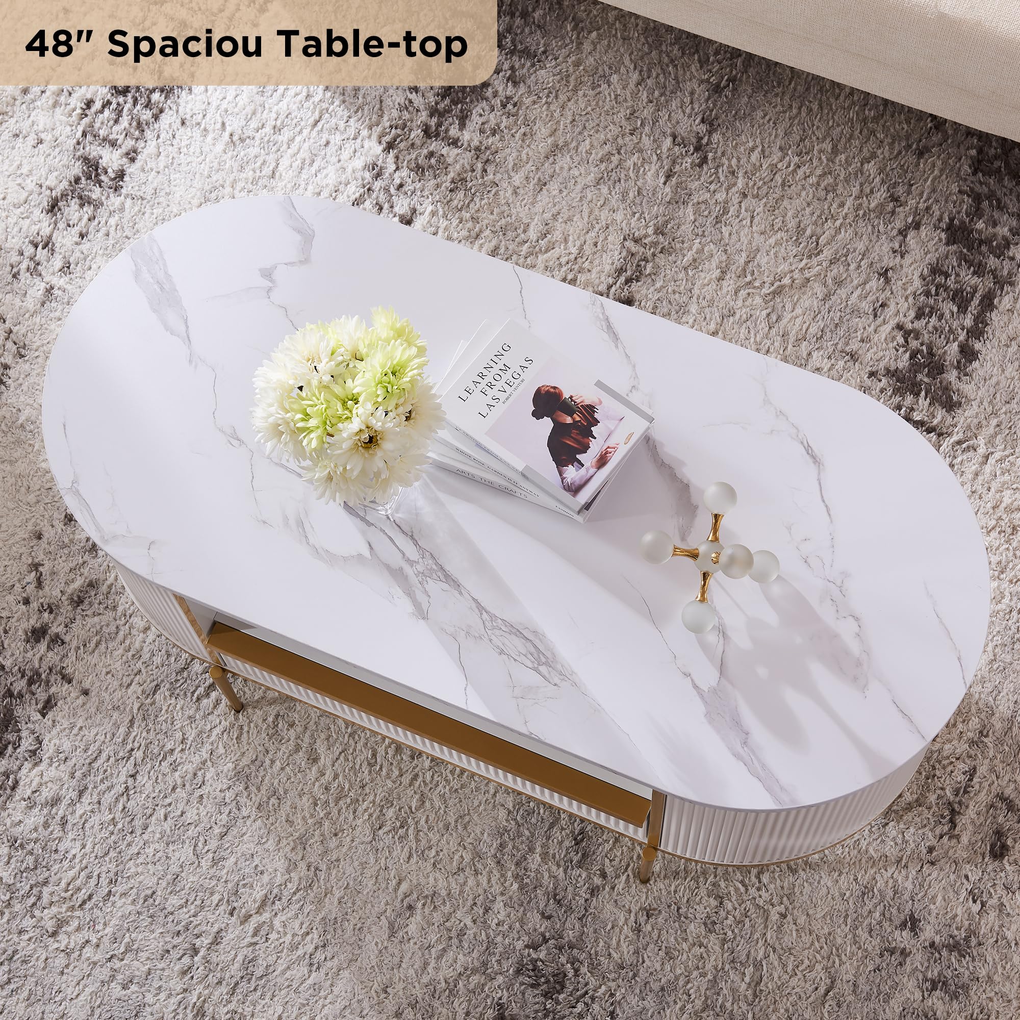 OKD Modern Luxury Fluted Coffee Table - 48