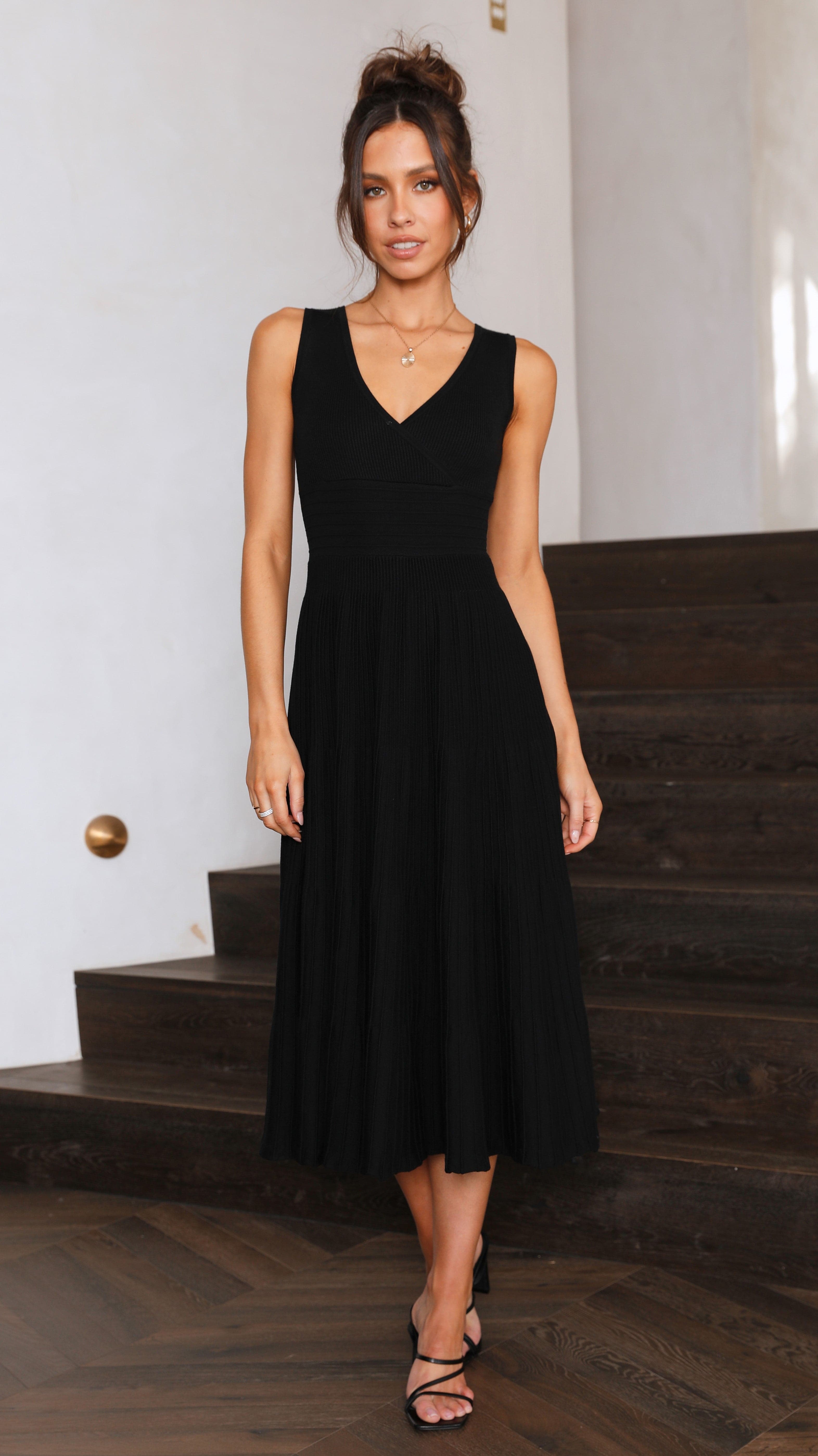 Jayde Knit Dress for Women - Soft & Stretchy Black Knitted Dress | Perfect for Casual Wear, Office, and Date Nights