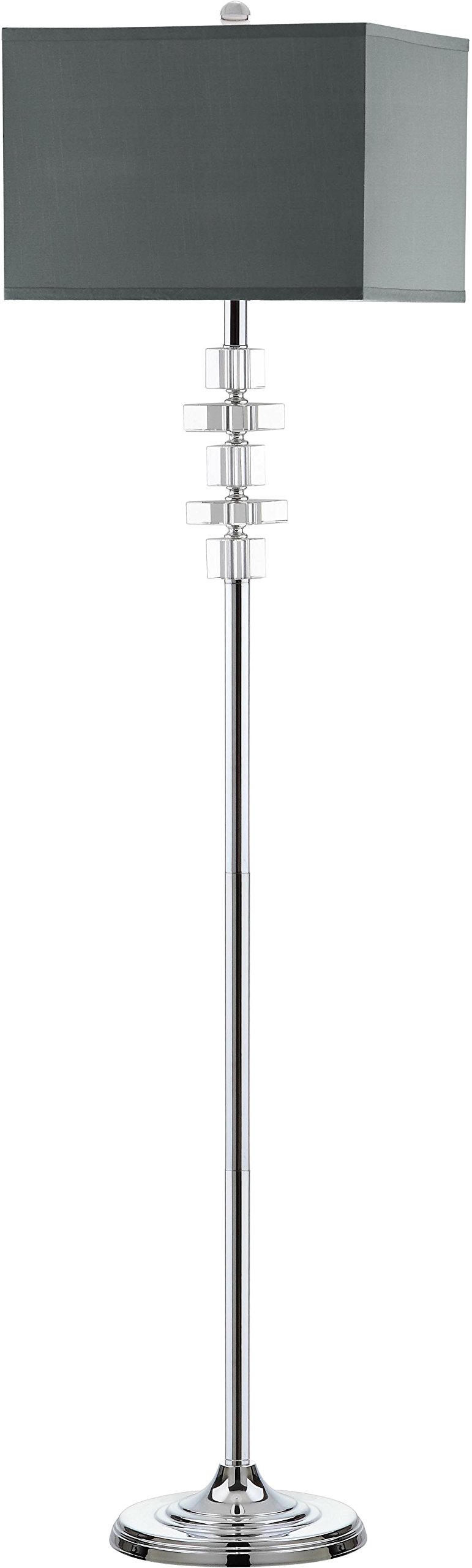 SAFAVIEH Times Square Modern Crystal & Chrome 60-inch LED Floor Lamp - Clear Glass Shade with Chrome Finish for Living Room, Bedroom, Home Office - Bright Ambient Lighting for Reading & Decor (Bulb Included)