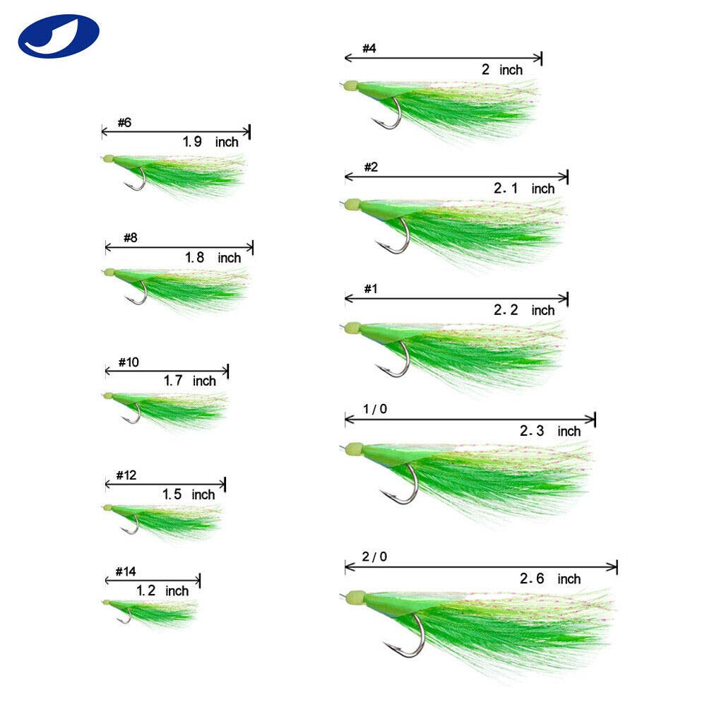 OCEAN CAT 10 Pack Green Feather Fishing Rigs with 6 Glow Hook Beads - High Carbon Saltwater & Freshwater Lures for Bass, Trout, Salmon | Perfect for Deep Sea, Lake & River Fishing
