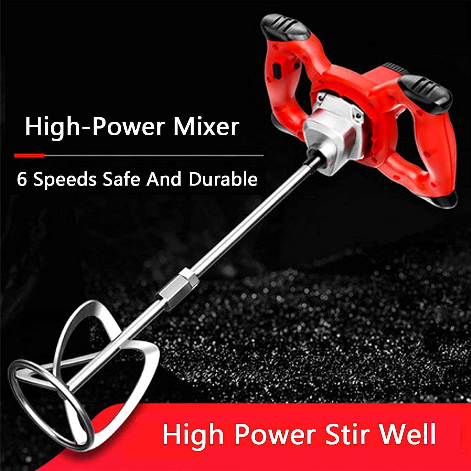 2400W Heavy Duty Cement Mixer with Pure Copper Motor - Red Paddle Mixer for Plaster, Paint, Mortar & Feed Mixing - Ideal for Construction, DIY Projects & Farm Use