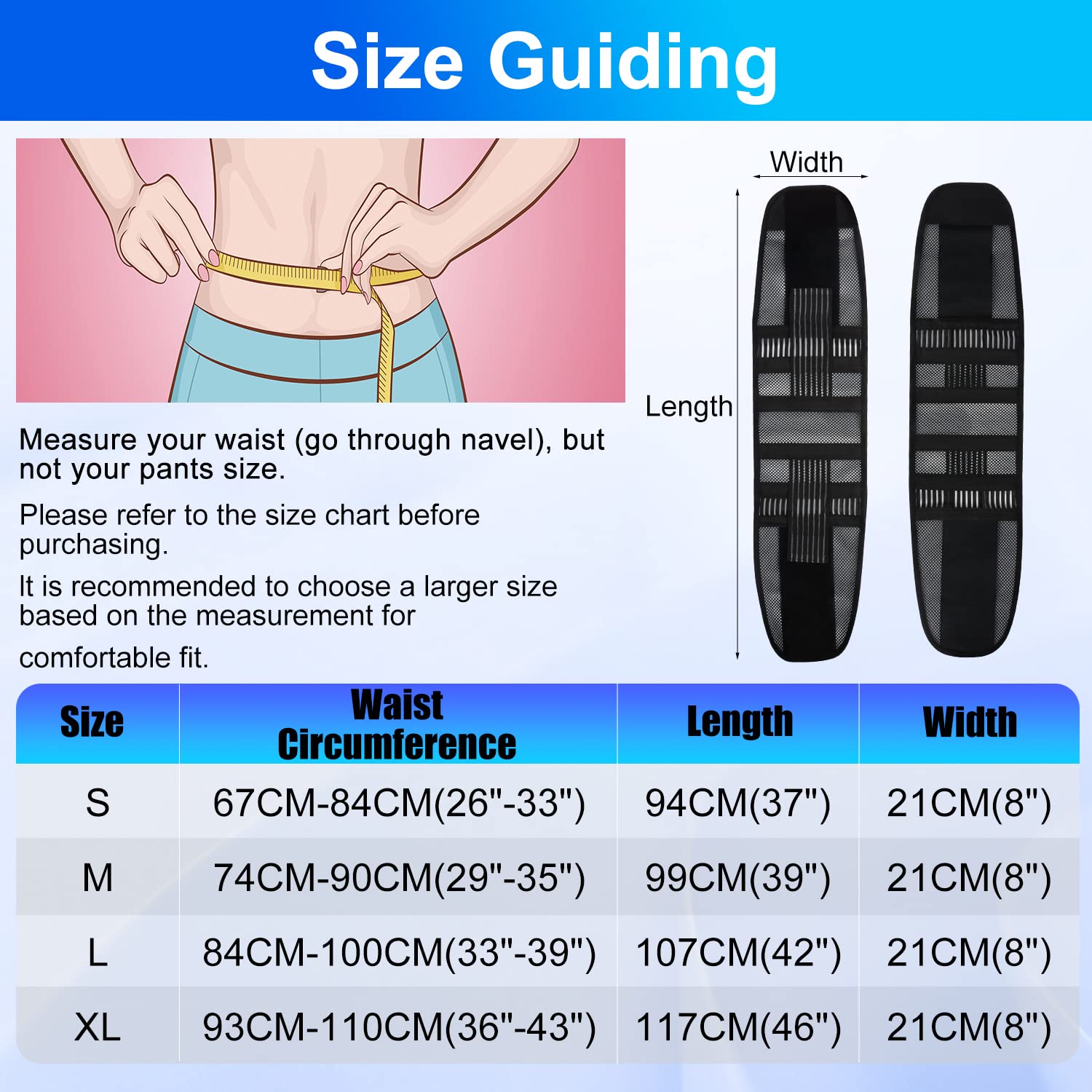 **Supregear Adjustable Breathable Lower Back Brace for Men & Women - Lumbar Support Belt for Back Pain Relief, Herniated Disc, Sciatica, Scoliosis - Black (Large) - Ideal for Workouts, Office & Daily Activities**