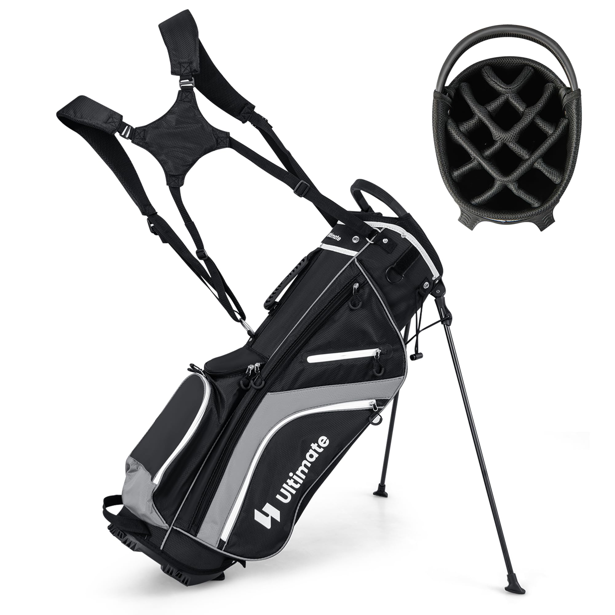 **Tangkula Lightweight Golf Stand Bag with 14-Way Top Dividers & 6 Pockets - Includes Cooler Bag, Adjustable Dual Strap & Rain Hood - Perfect for Men & Women Golfers - Ideal for Golf Courses, Driving Ranges & Travel**