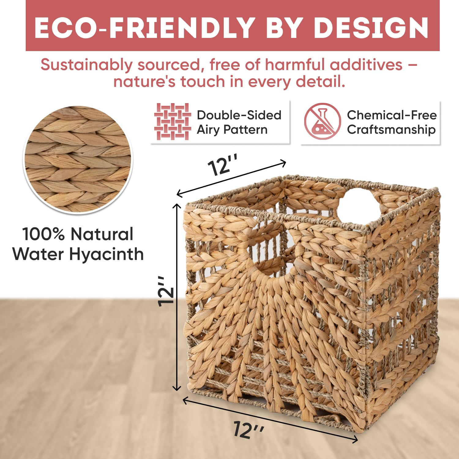 Handwoven Water Hyacinth Storage Basket - 12