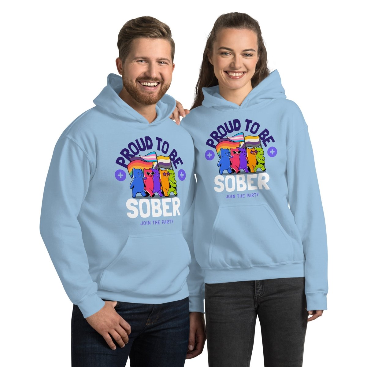 Proud to Be Sober Unisex Hoodie - Rainbow Resilience Collection | Motivational Sobriety Apparel for Recovery & Support Groups