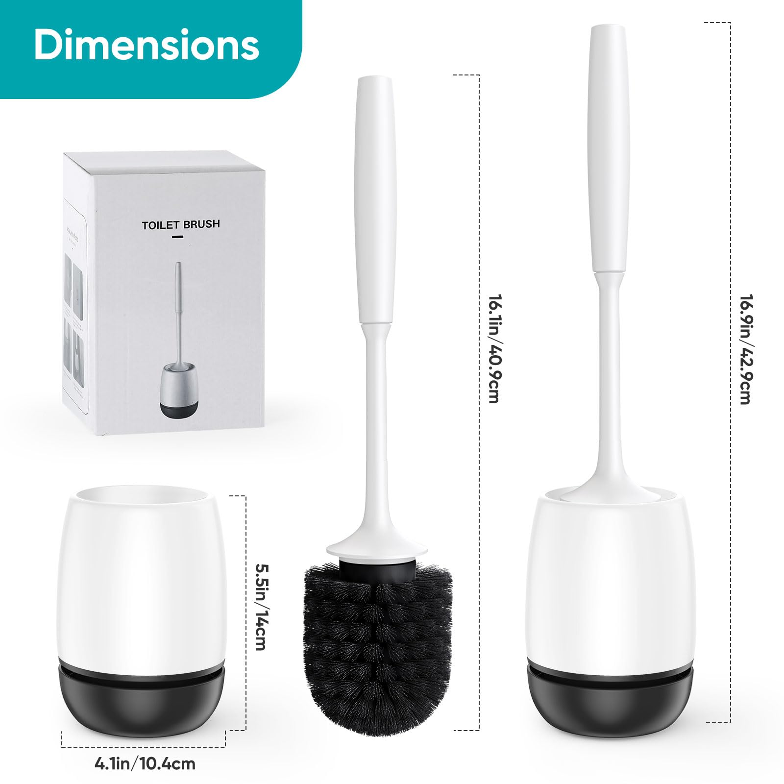 ROLIZOE Toilet Brush and Holder Set - Drip-Proof Design for Deep Cleaning, Compact Space-Saving Toilet Bowl Brush | Perfect for Bathroom, RV, and Small Space Cleaning