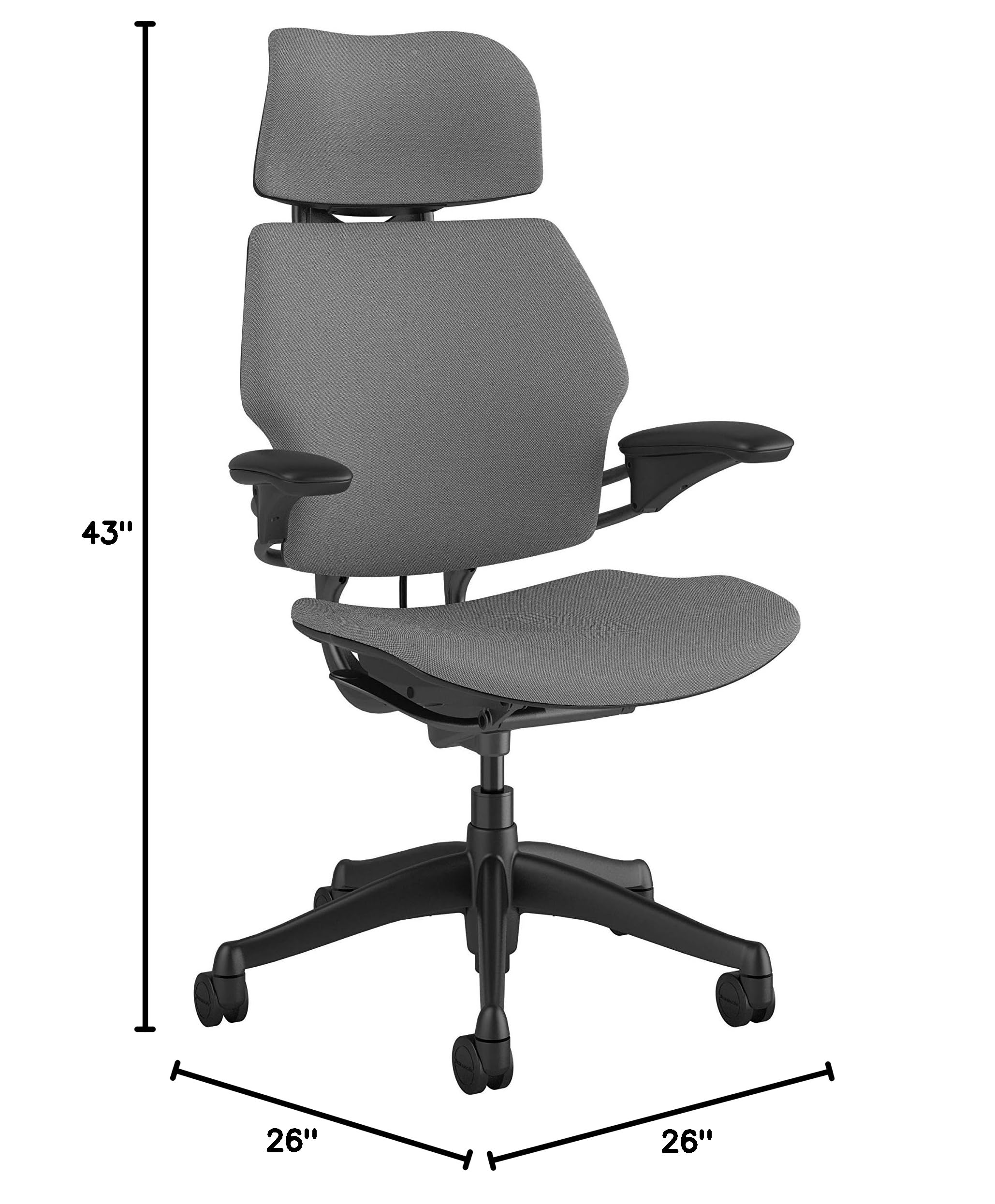 Humanscale Freedom Ergonomic Office Chair with Headrest - Adjustable Height & Duron Arms - Carpet-Friendly Wheels - Graphite Frame & Nimbus Fourtis Fabric - Perfect for Home Office & Corporate Workspaces