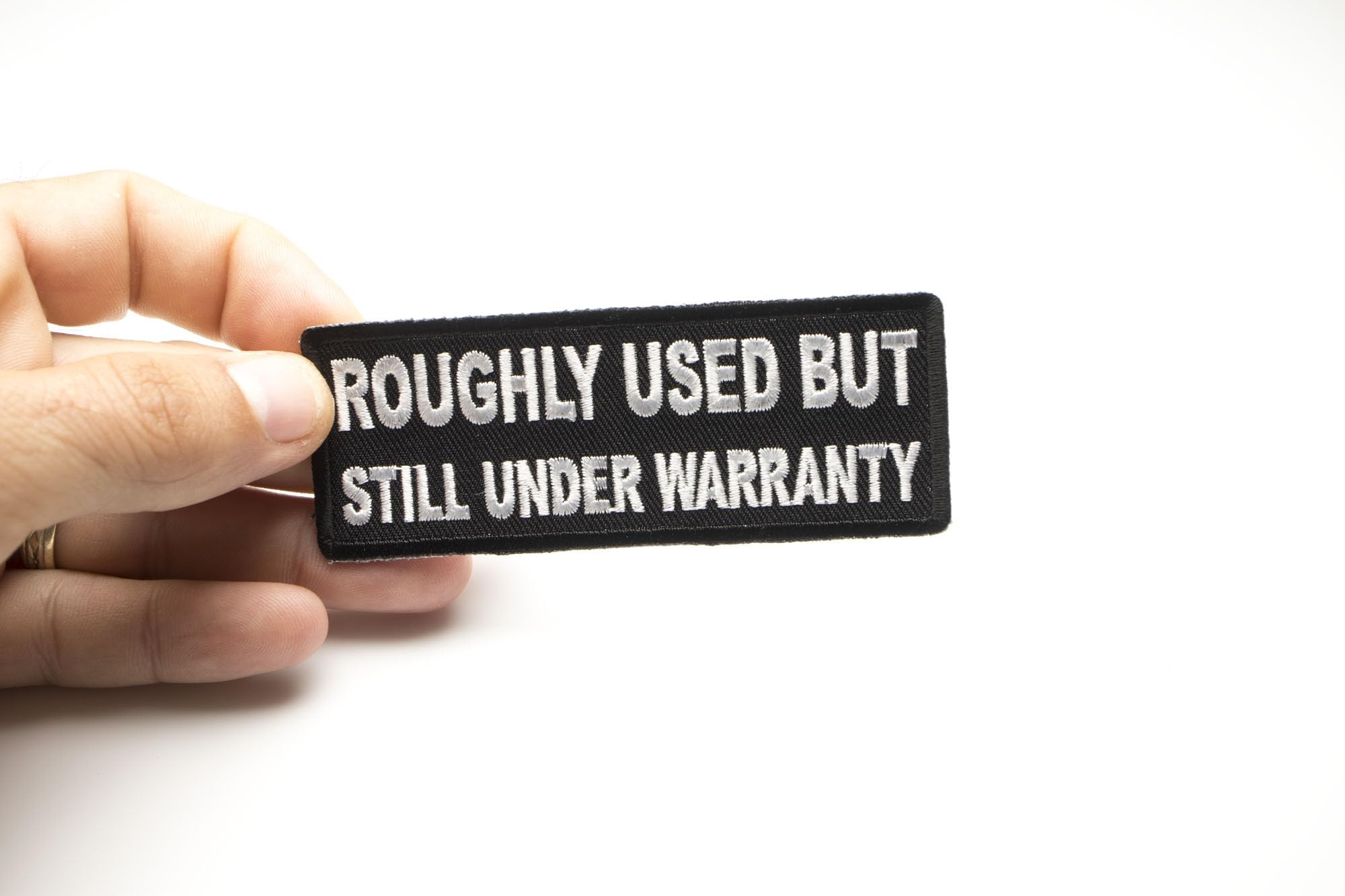 Funny Saying Patches - Roughly Used But Still Under Warranty Iron-On Appliques for Jackets, Jeans & Backpacks | DIY Clothing Repair & Customization