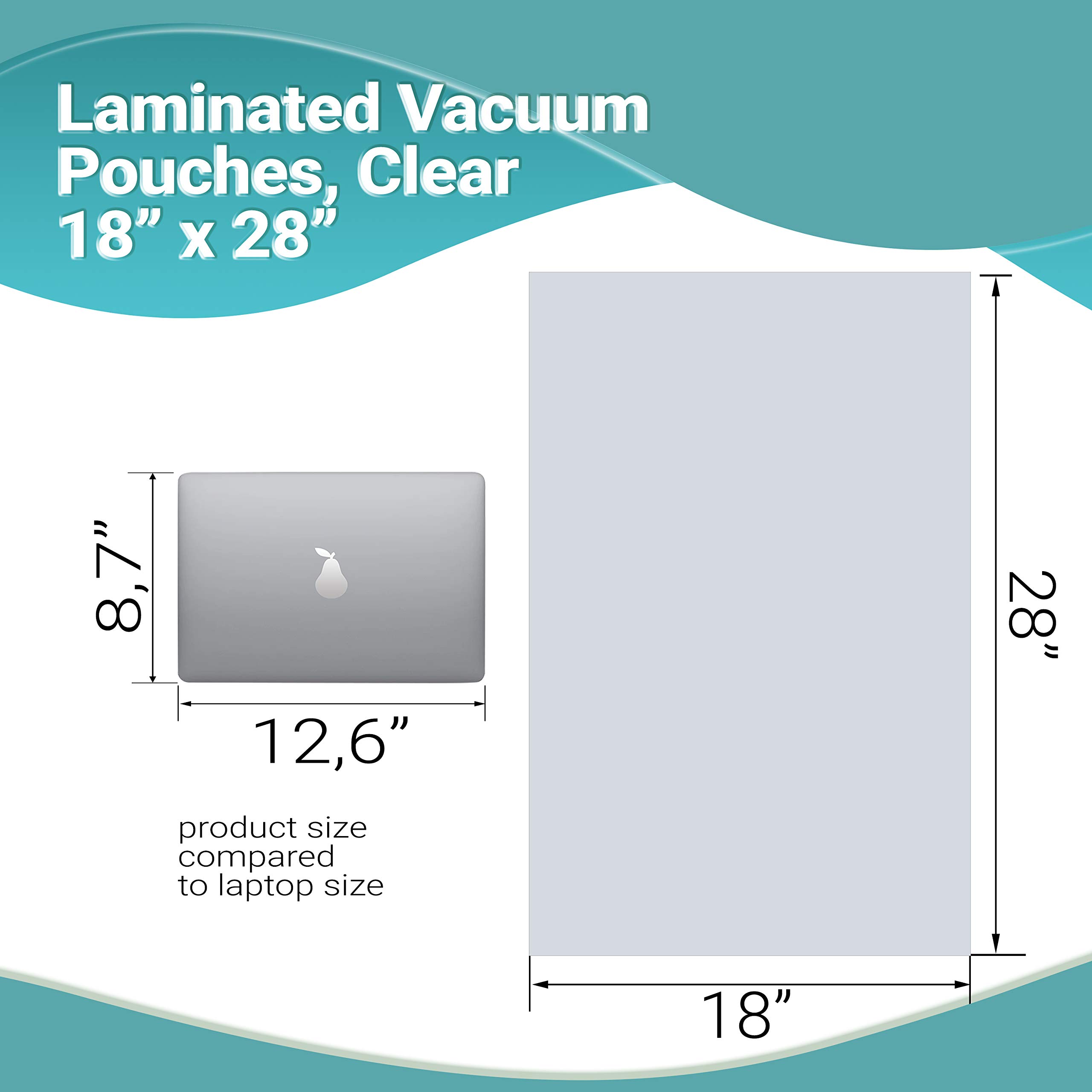 APQ 250 Pack Jumbo Co-Extruded Vacuum Pouches 18x28 Inches | 3 Mil Thick Clear Vacuum Sealer Bags for Food Storage & Packing | Heavy Duty Polyethylene Bags for Industrial, Commercial & Home Use | Perfect for Sous Vide, Meal Prep & Long-Term Food Preservation