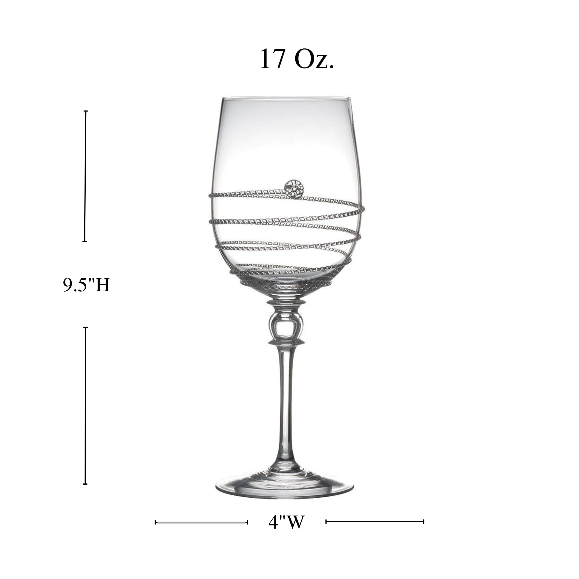 Juliska Amalia Glass Cups - Set of 4 Elegant Full-Body Red Wine Glasses for Cabernet & Merlot | Perfect for Dinner Parties, Wine Tasting & Romantic Evenings