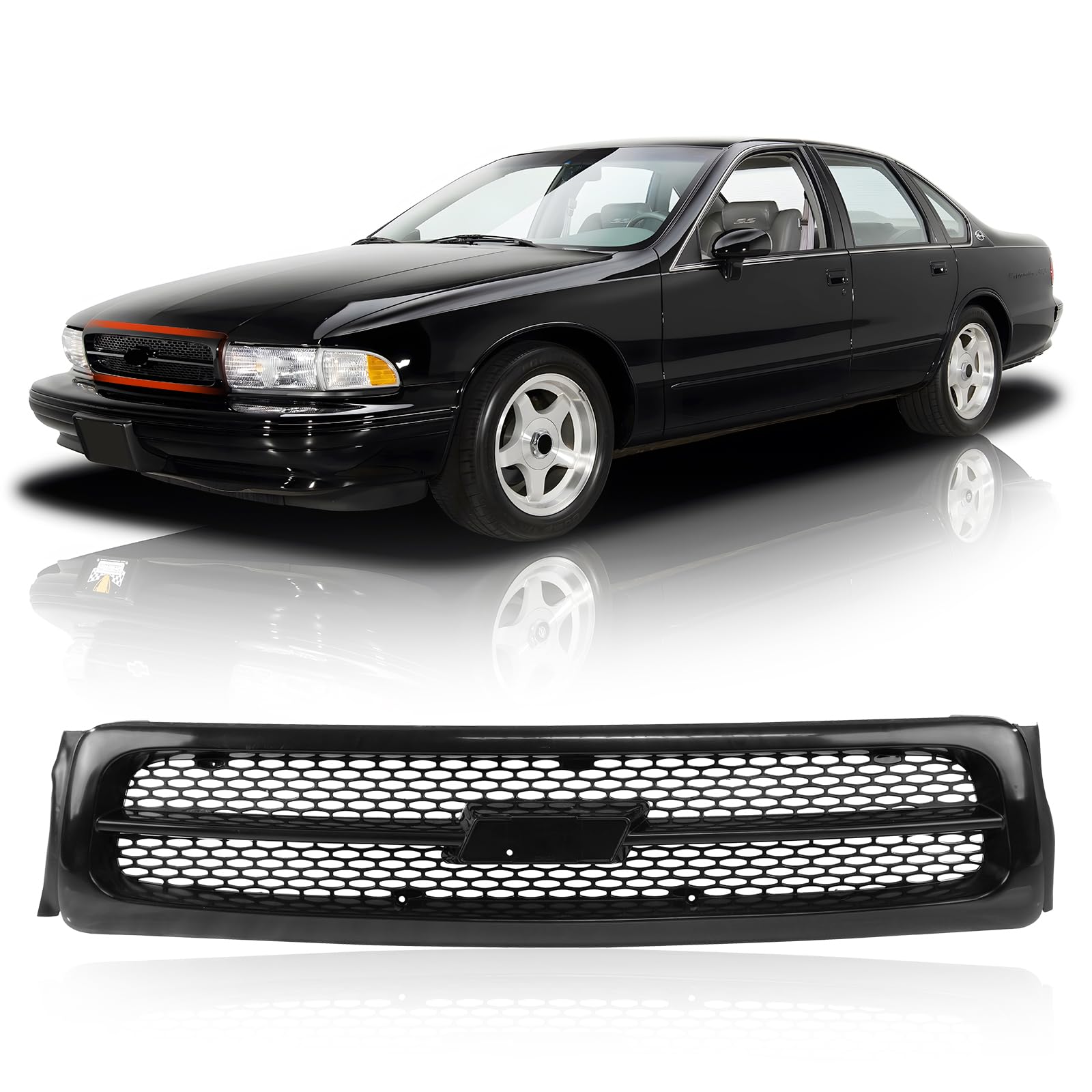 Black Front Grille Grill Assembly for 1994-1996 Chevrolet Impala SS - GM1200450 88968930 | CarPartsDepot | Perfect for Restoration & Custom Upgrades