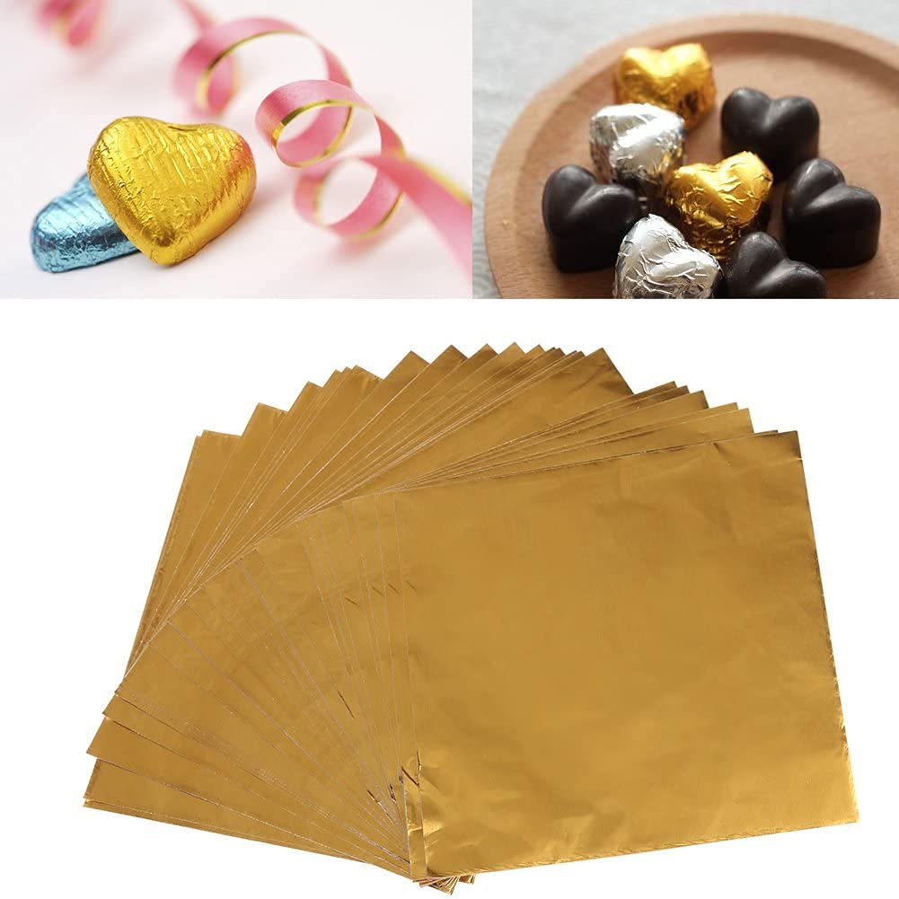 Premium Aluminum Foil Candy Wrapping Sheets - Gold, 7x7cm (250 Pack) for Chocolate, Candy & Gift Packaging - Ideal for DIY Treats, Party Favors & Holiday Gifts