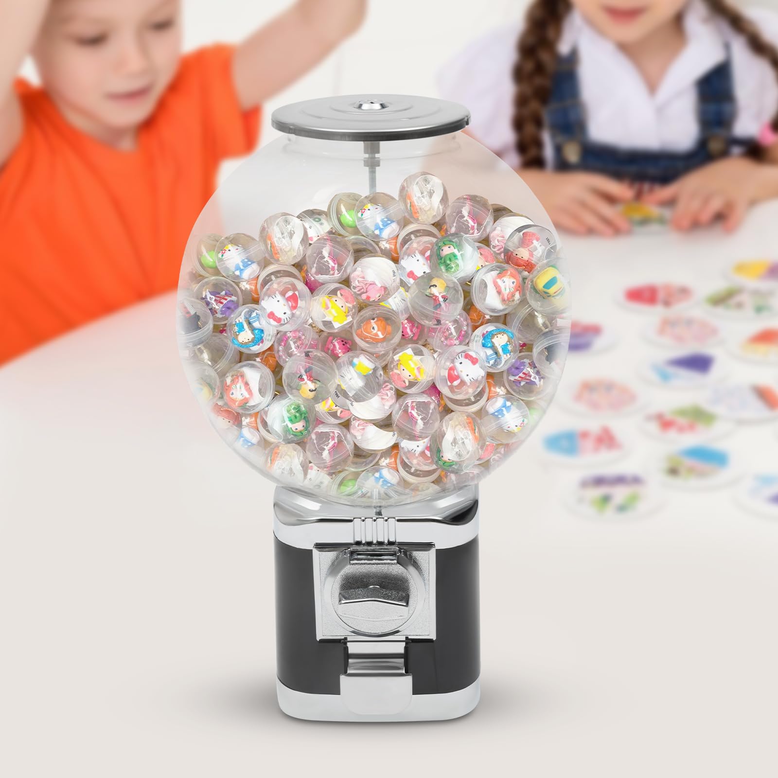 $1 Twister Ball Dispenser - Commercial Coin Operated Vending Machine for Gumballs & Capsules | Perfect for Retail Stores, Game Halls, Arcades & Family Fun Zones (Black)