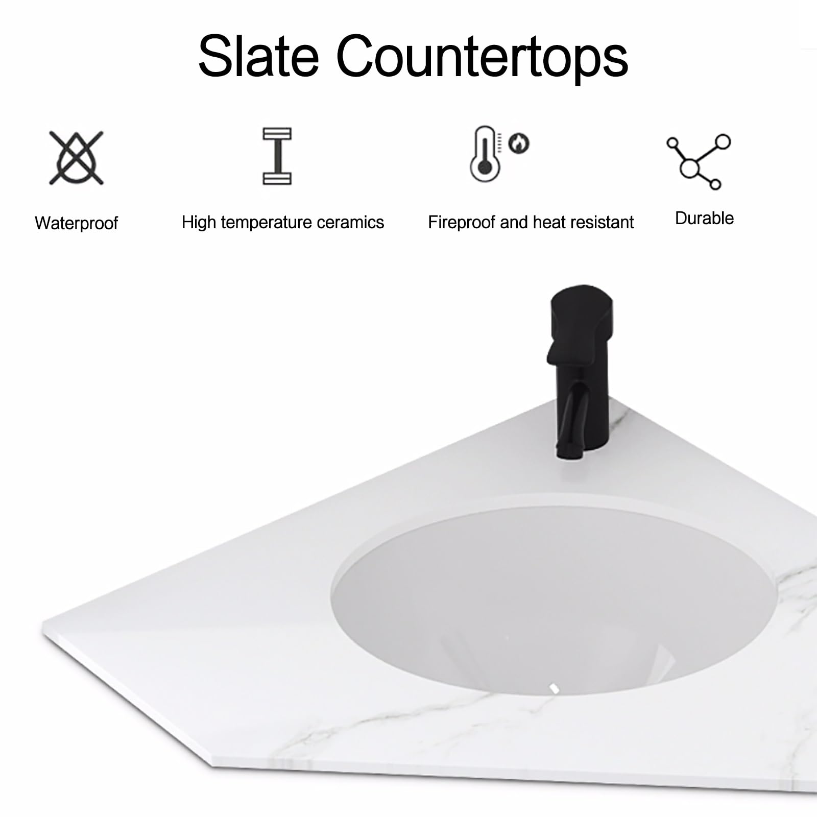 Corner Ceramic Sink Vanity Set with Anti-Fog LED Mirror & Storage Cabinet - Wall Mounted Modern Bathroom Furniture for Small Spaces (White) - Perfect for Compact Bathrooms, Powder Rooms, and Space-Saving Home Designs