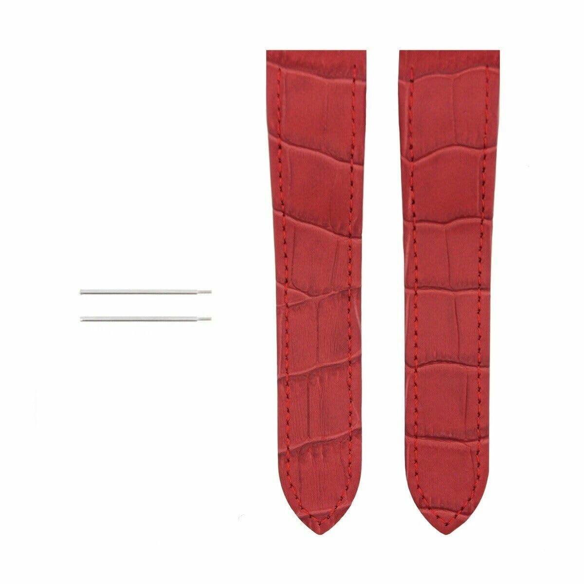 20mm Genuine Leather Watch Band Strap Compatible with Cartier Santos 2878 - Red Grain Pattern with Included Screws | Replacement Strap for Luxury Watches, Perfect for Dressy Occasions & Business Events