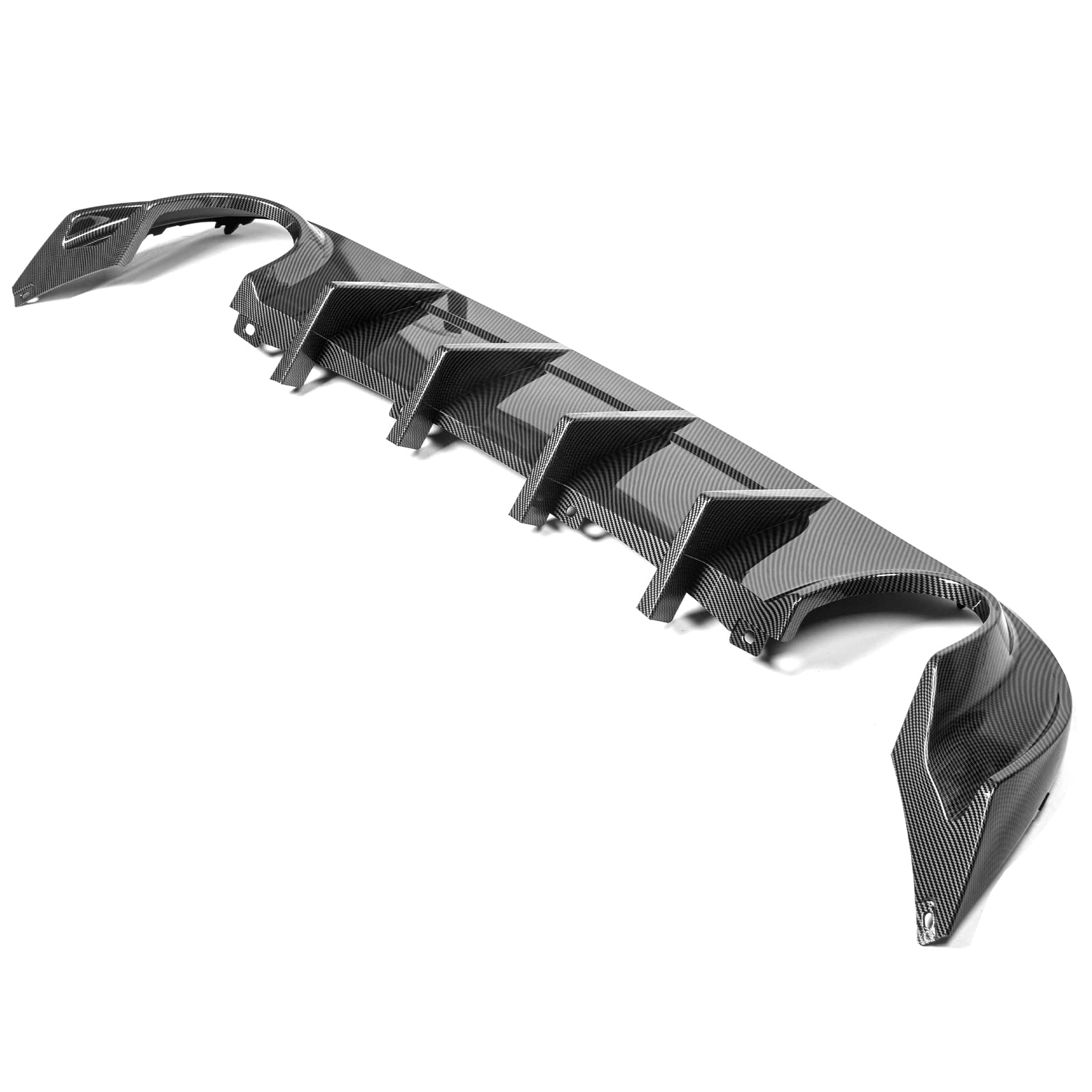 IKON MOTORSPORTS Rear Bumper Diffuser for 2015-2023 Dodge Charger Base & SXT - Carbon Fiber Print PP Lip Splitter | Enhances Aerodynamics & Sporty Look for Street Racing & Car Shows