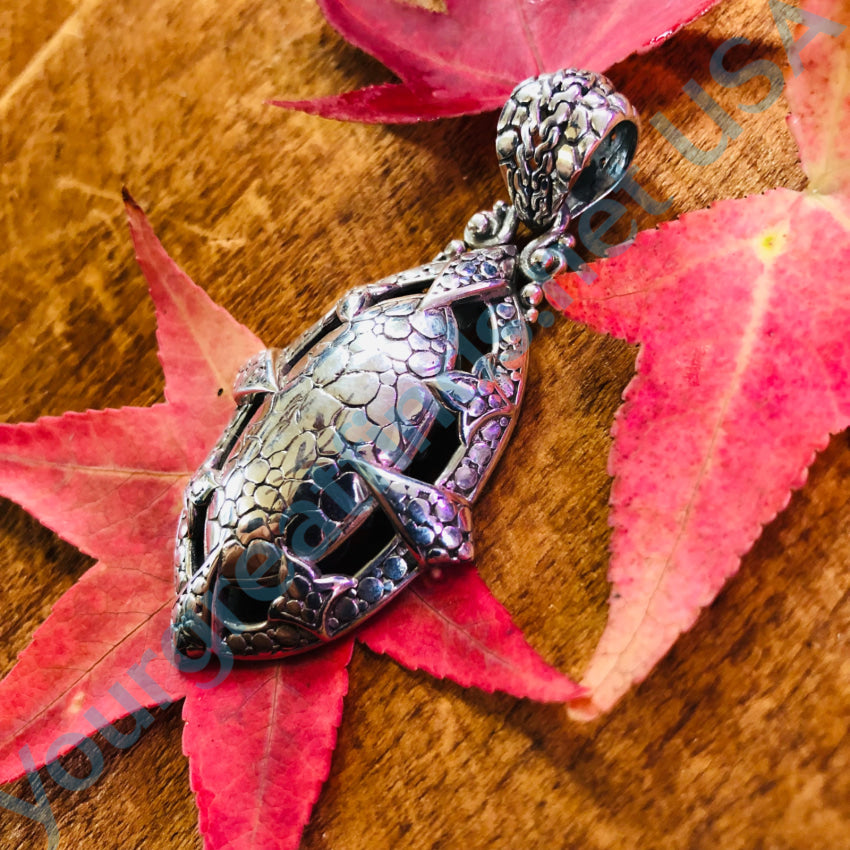 925 Sterling Silver Sarda Large Textured Pendant Necklace for Women | Handmade Boho Jewelry Gift | Perfect for Weddings, Parties & Everyday Wear