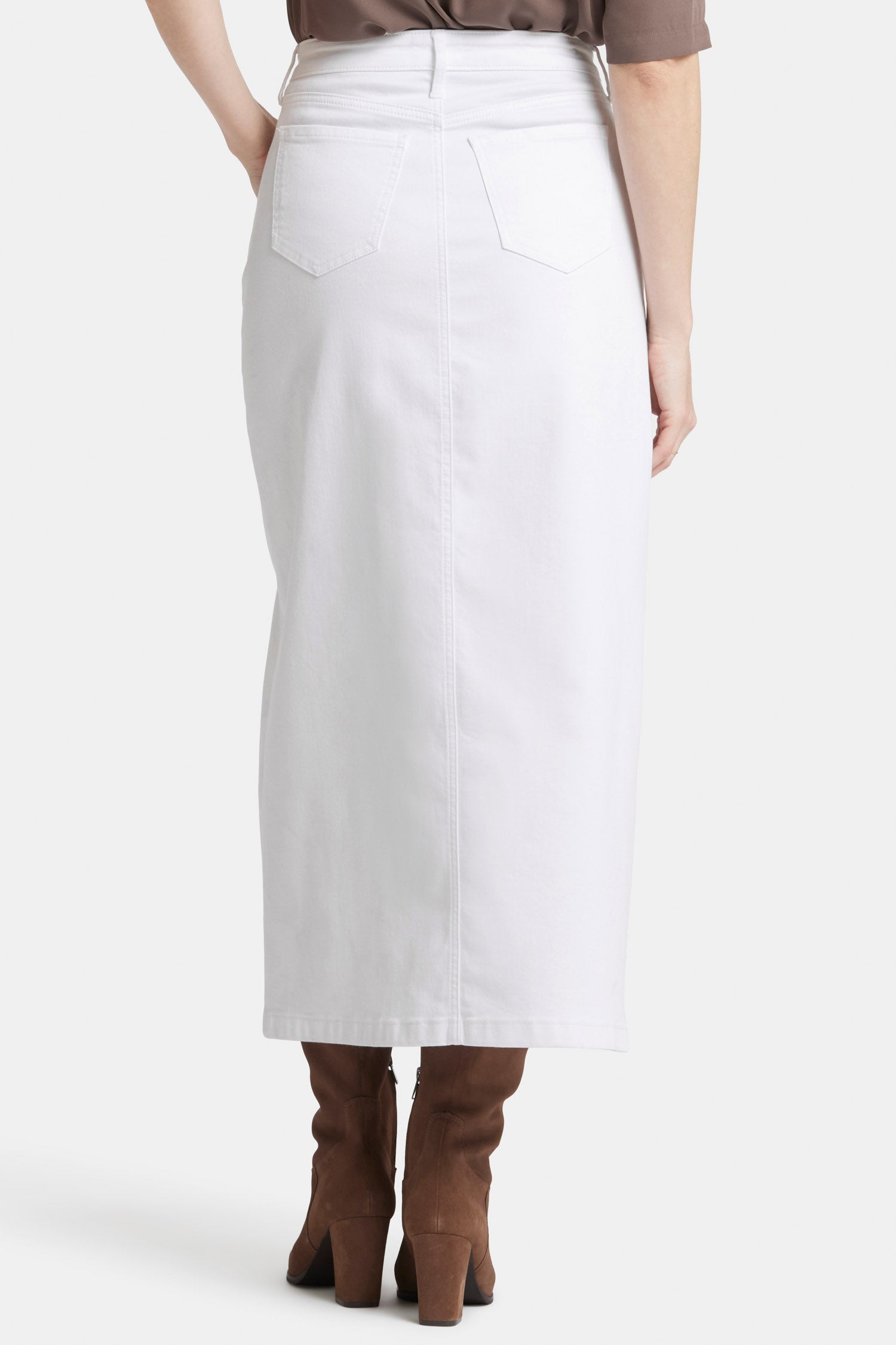 Elegant High Rise Long Skirt in Optic White - Perfect for Office Wear, Formal Events & Spring Outfits