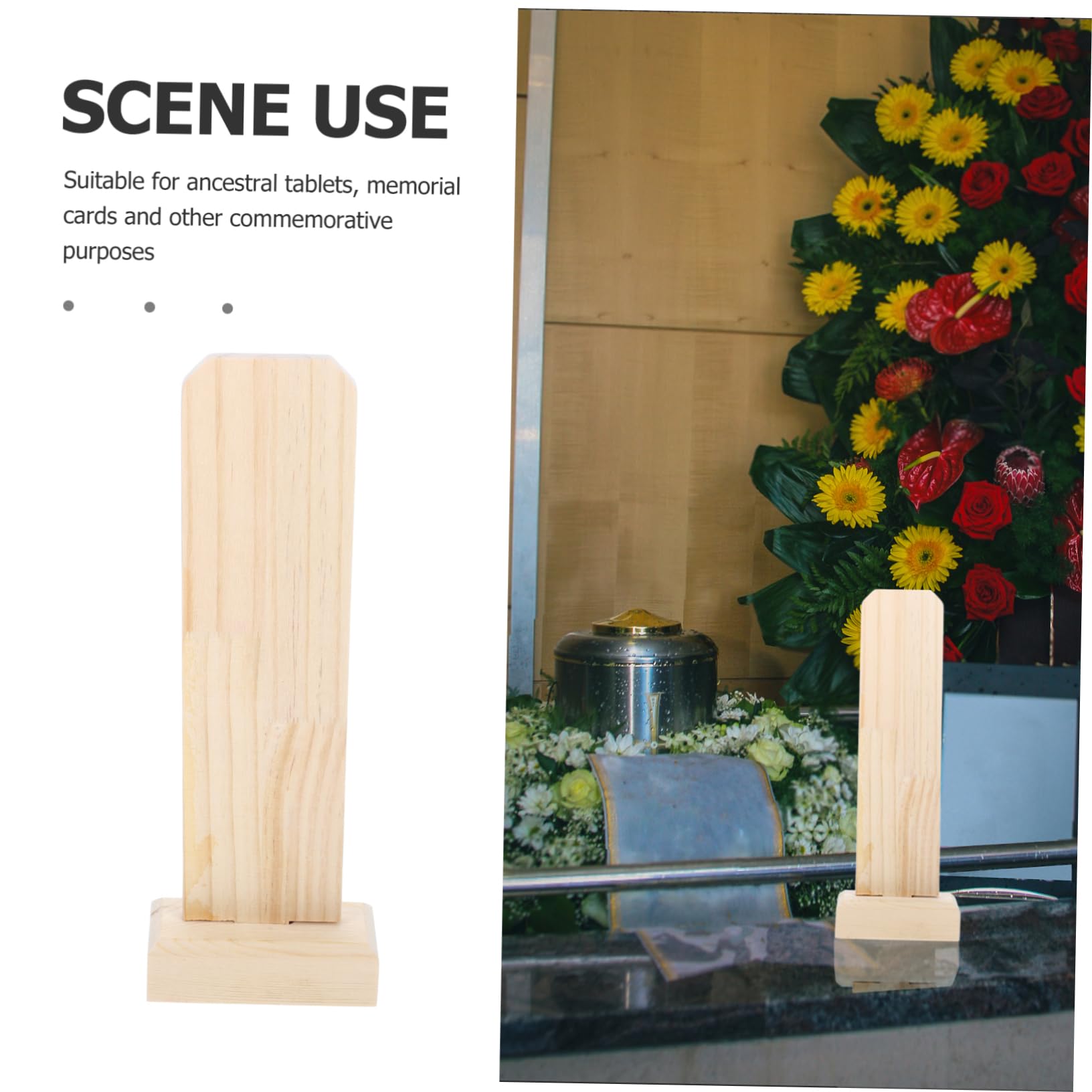 TEHAUX Wooden Memorial Spirit Card for Temple Offering - Handcrafted Worship Board for Buddhist Altar Decor, Home Shrine & Ancestral Ceremonies