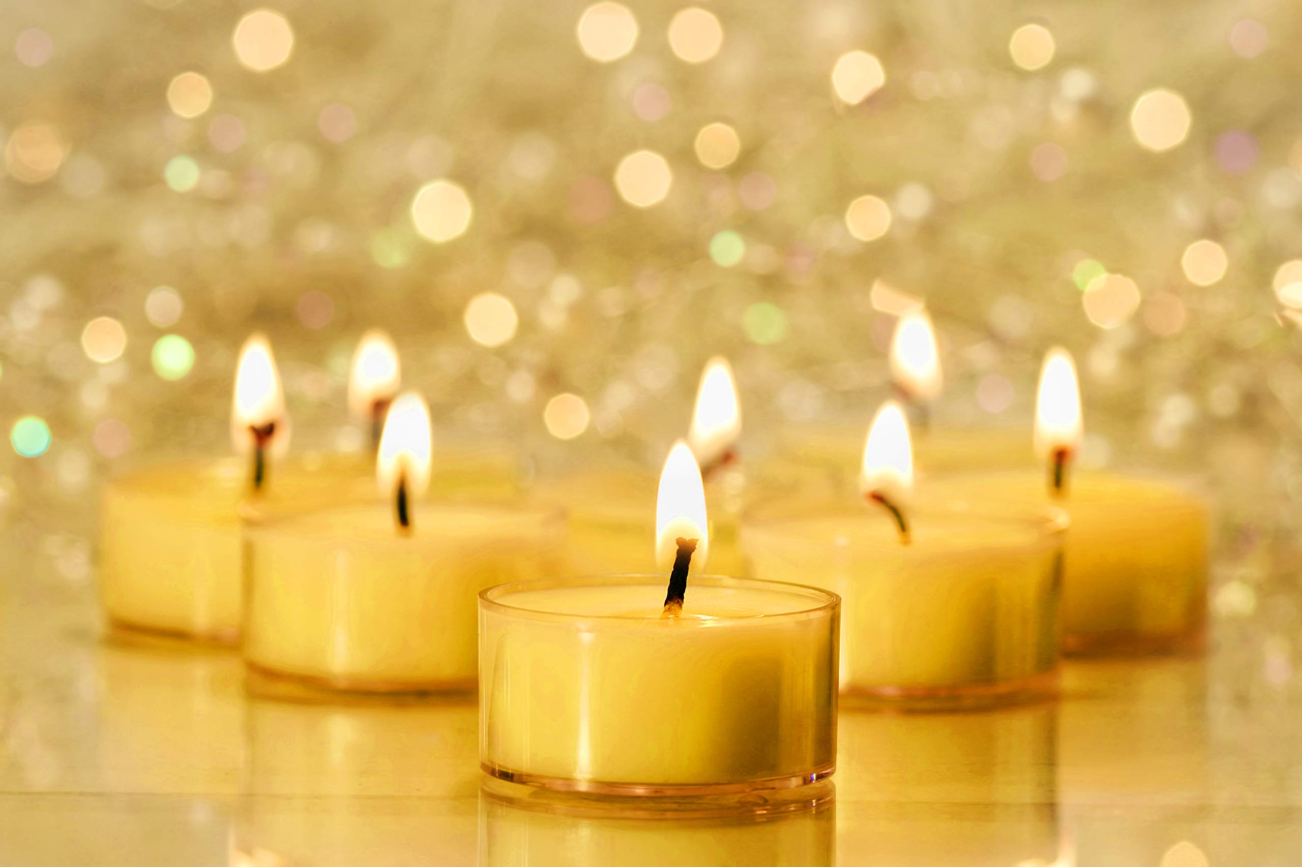 Hyoola Pure Beeswax Tea Light Candles - Handmade Unscented Decorative Tealights with 4 Hour Burn Time in Clear Cups (Pack of 48) - Perfect for Romantic Dinners, Spa Relaxation & Home Decor