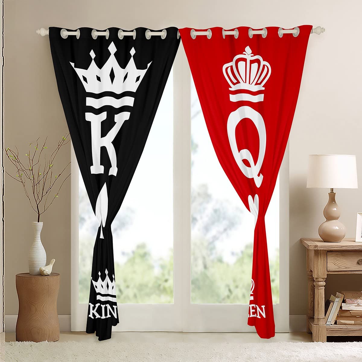 Feelyou Blackout Curtains for Bedroom - 52x84 Inch Darkening Drapes, 2 Panels Set, Romantic Couple Lovers Window Treatments for Valentine's Day, Living Room & Bedroom Decor - Perfect for Light Blocking, Privacy & Modern Home Decor