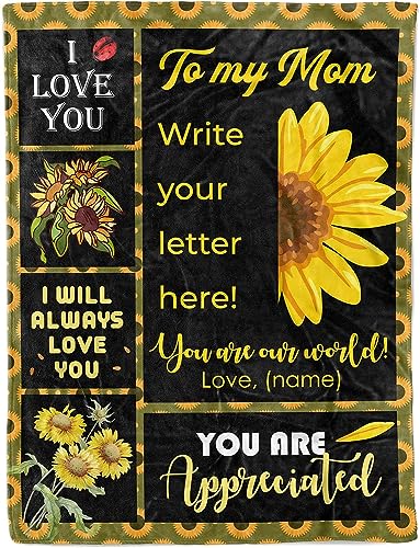 To My Mom Sunflower Letter Blanket