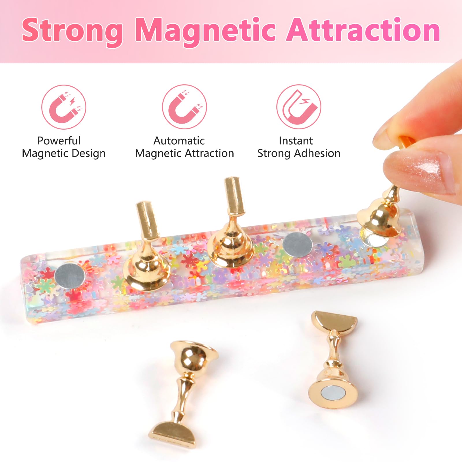 ANGNYA 2 Pack Magnetic Press On Nail Stand Display with 96 Reusable Adhesive Putty - DIY Nail Art Practice Holder for Salon & Home Manicure Tools | Perfect for Nail Artists, Beginners & Beauty Professionals