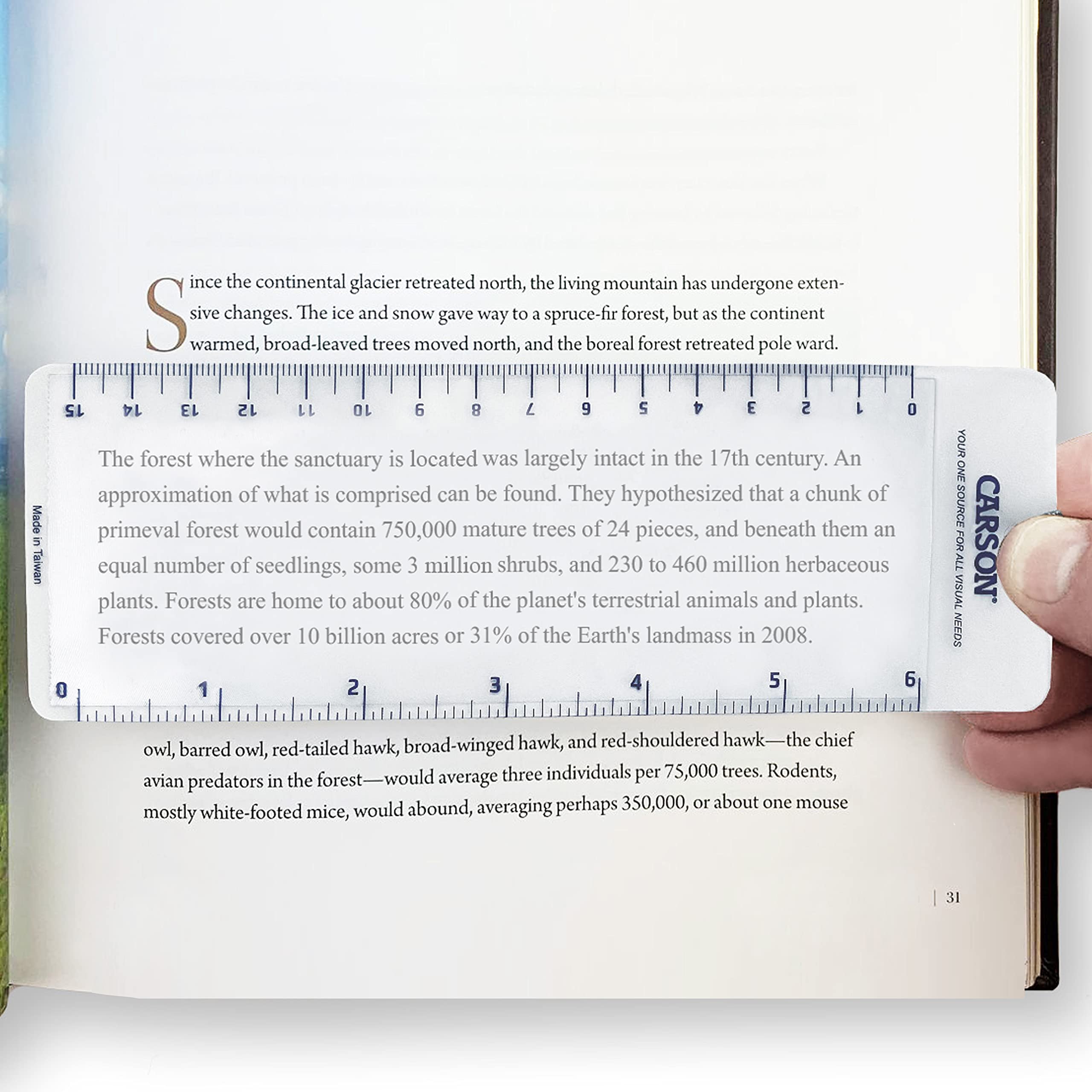 Carson MagniMark Fresnel 3x Magnifying Glass with 6-Inch Ruler - Portable Page Magnifier for Reading Small Print (MM-22) - Perfect for Books, Newspapers, Maps & Crafting
