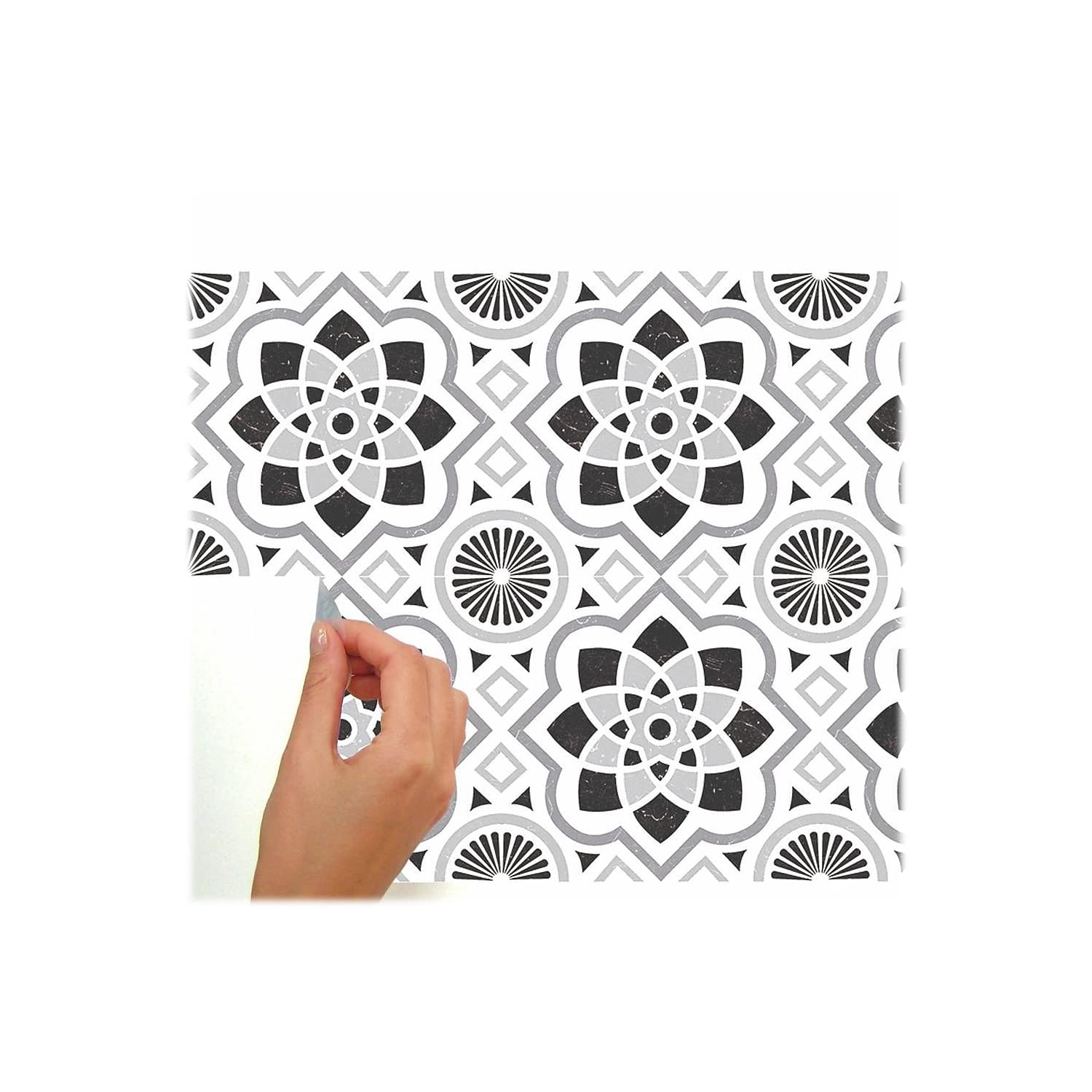 RoomMates RMK3744GM Spanish Tiles Peel and Stick Wall Decals - Self-Adhesive Removable Wall Stickers for Home Decor, Bedroom, Kitchen, Bathroom, Dorm, Office (24