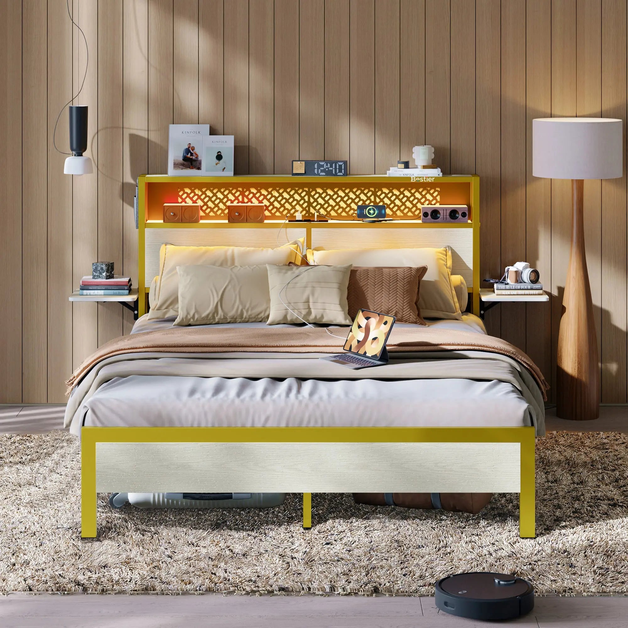 Bestier Full/Queen/King Size Bed Frame with Headboard - Sturdy Metal Platform Bed with Noise-Free Design - Perfect for Master Bedroom, Guest Room & Dormitory