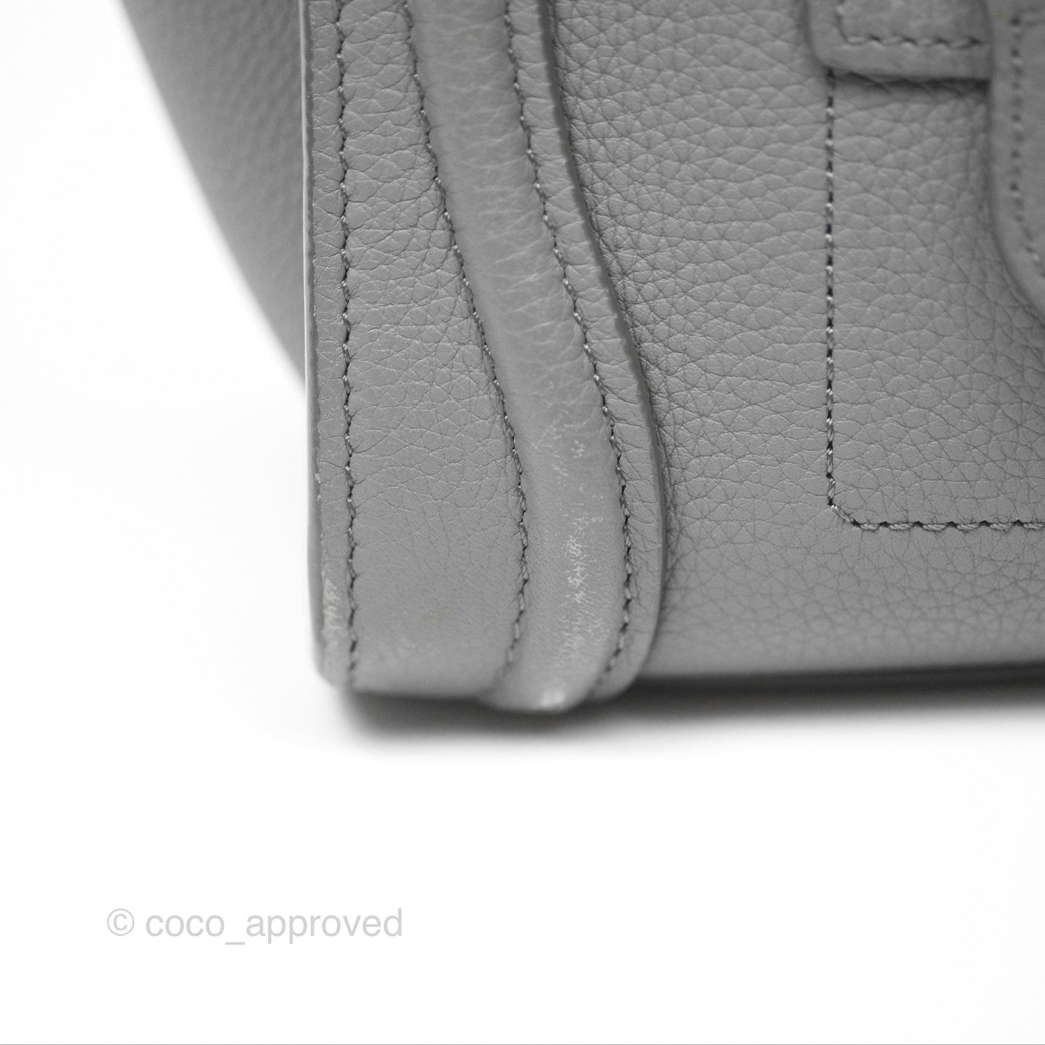 Celine Nano Luggage Bag in Grey Drummed Calfskin Leather - Perfect for Work, Travel & Everyday Luxury Handbag