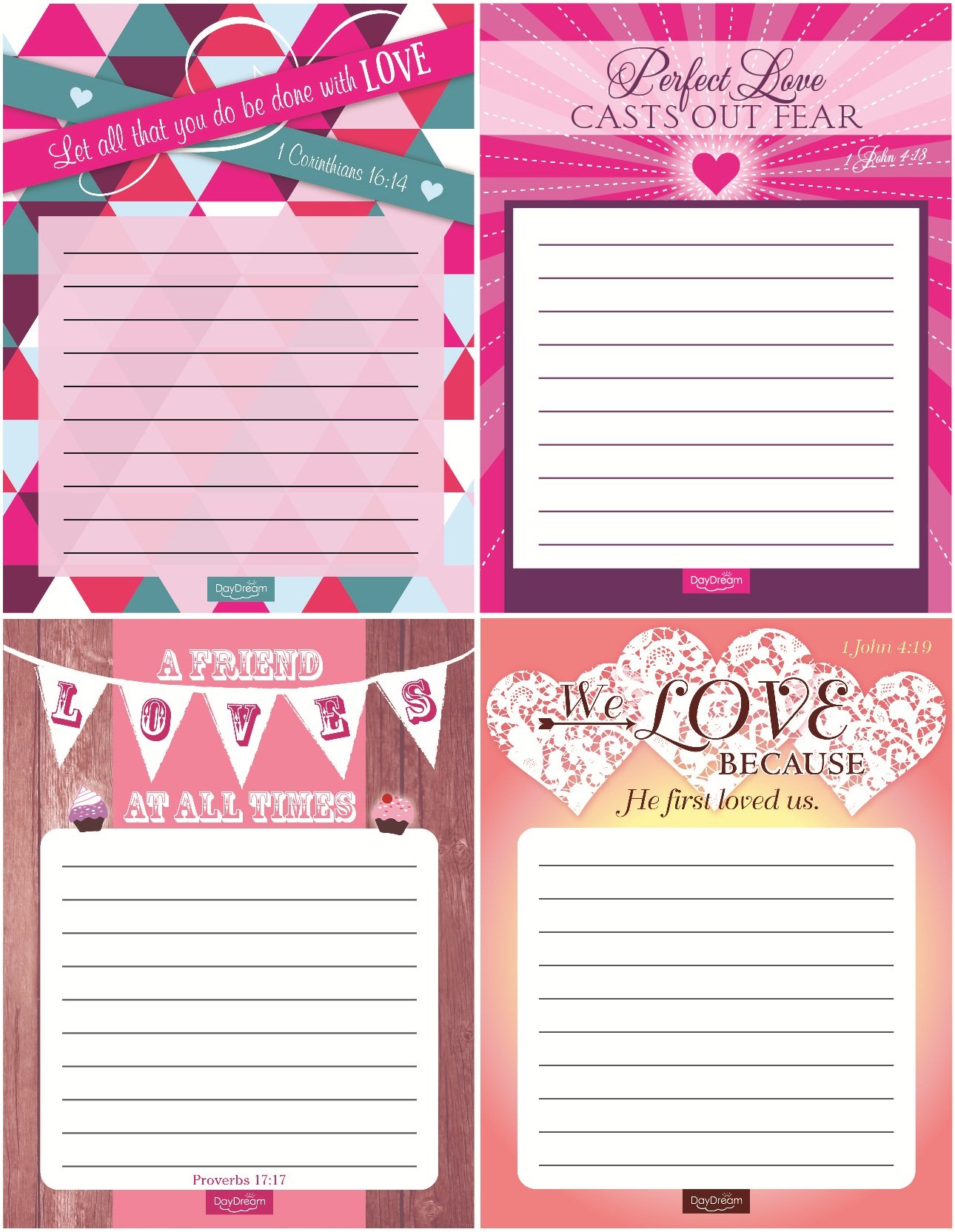 Inspirational Love Notes Notepad Set with Bible Verses - Religious Stationery for Valentine's Day Gifts, Daily Devotion & Scripture Writing