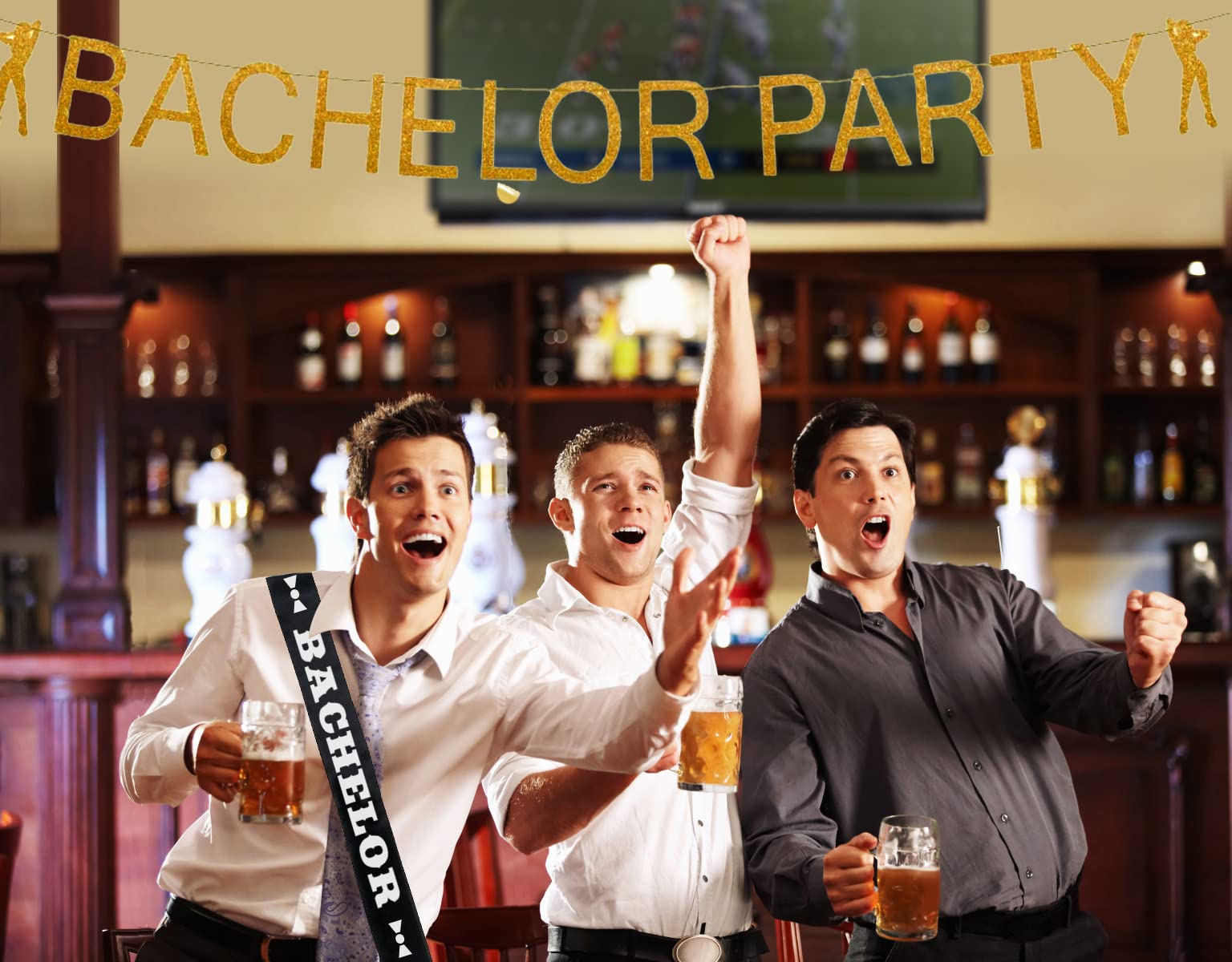 BroSash Bachelor Party Banner - Gold Sexy Stripper Bachelorette Party Decorations | Naughty Wedding Decor, Groom to Be Garland Sign | Perfect for Bachelor Parties, Bridal Showers & Engagement Celebrations