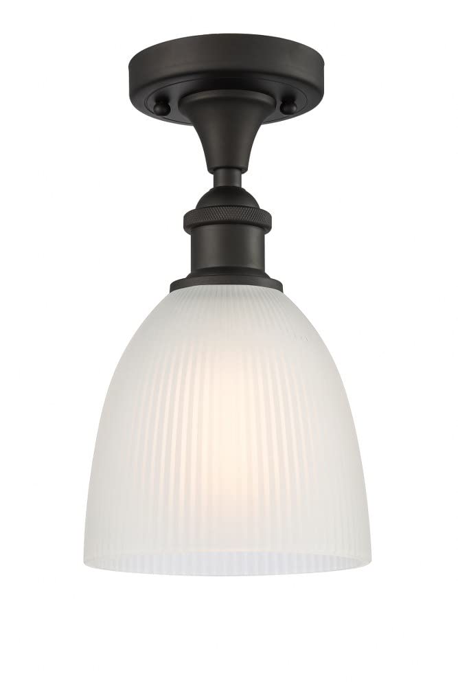 Innovations 516-1C-OB-G381 Castile 1-Light Semi-Flush Mount Ceiling Light - Oil Rubbed Bronze Finish - Ballston Collection - Perfect for Bedroom, Hallway, or Entryway Lighting