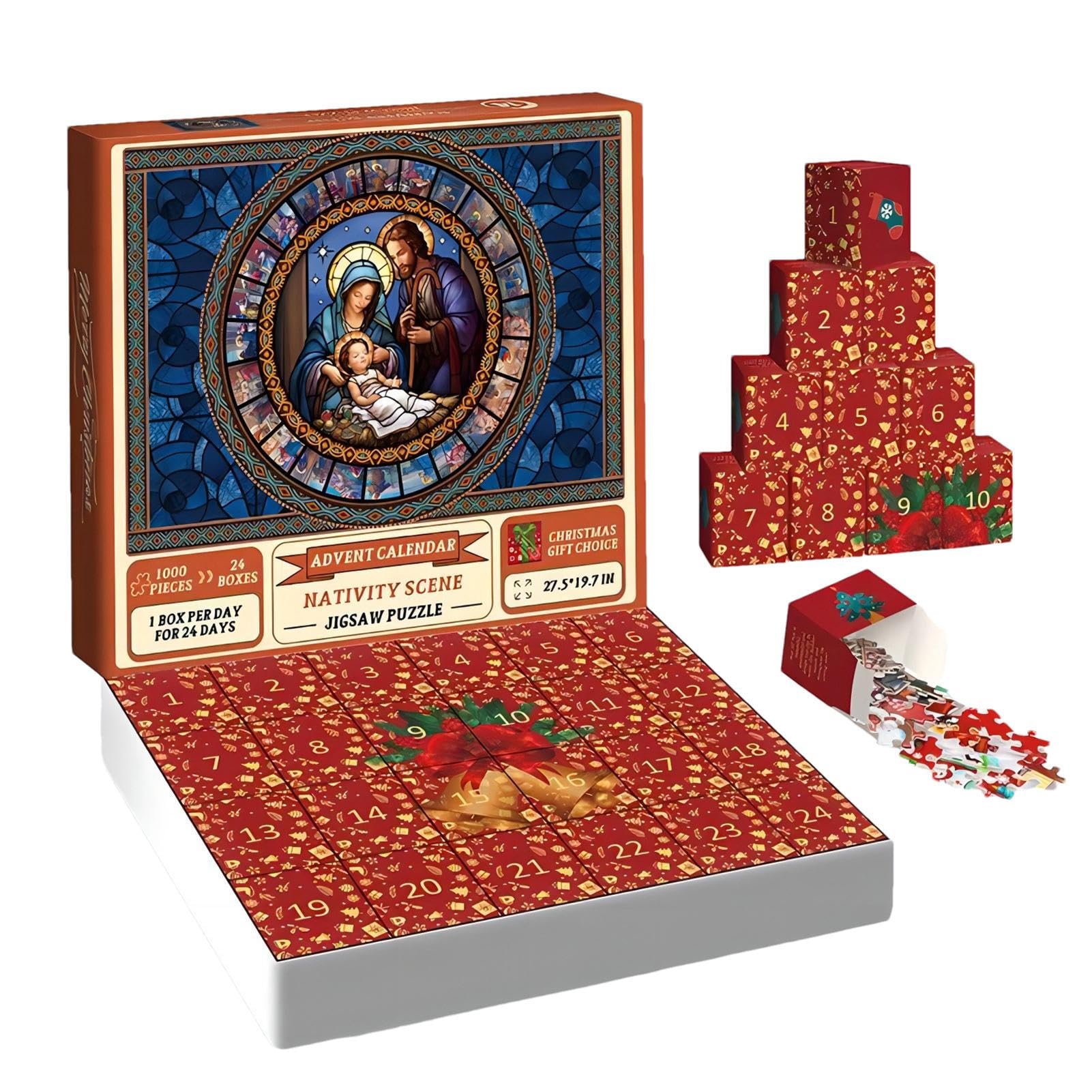 2023 Nativity Advent Calendar Puzzle - 24 Days Christmas Countdown with Nativity Scene - Fun Holiday Puzzle for Adults & Kids | Perfect for Family Bonding & Christmas Decorations