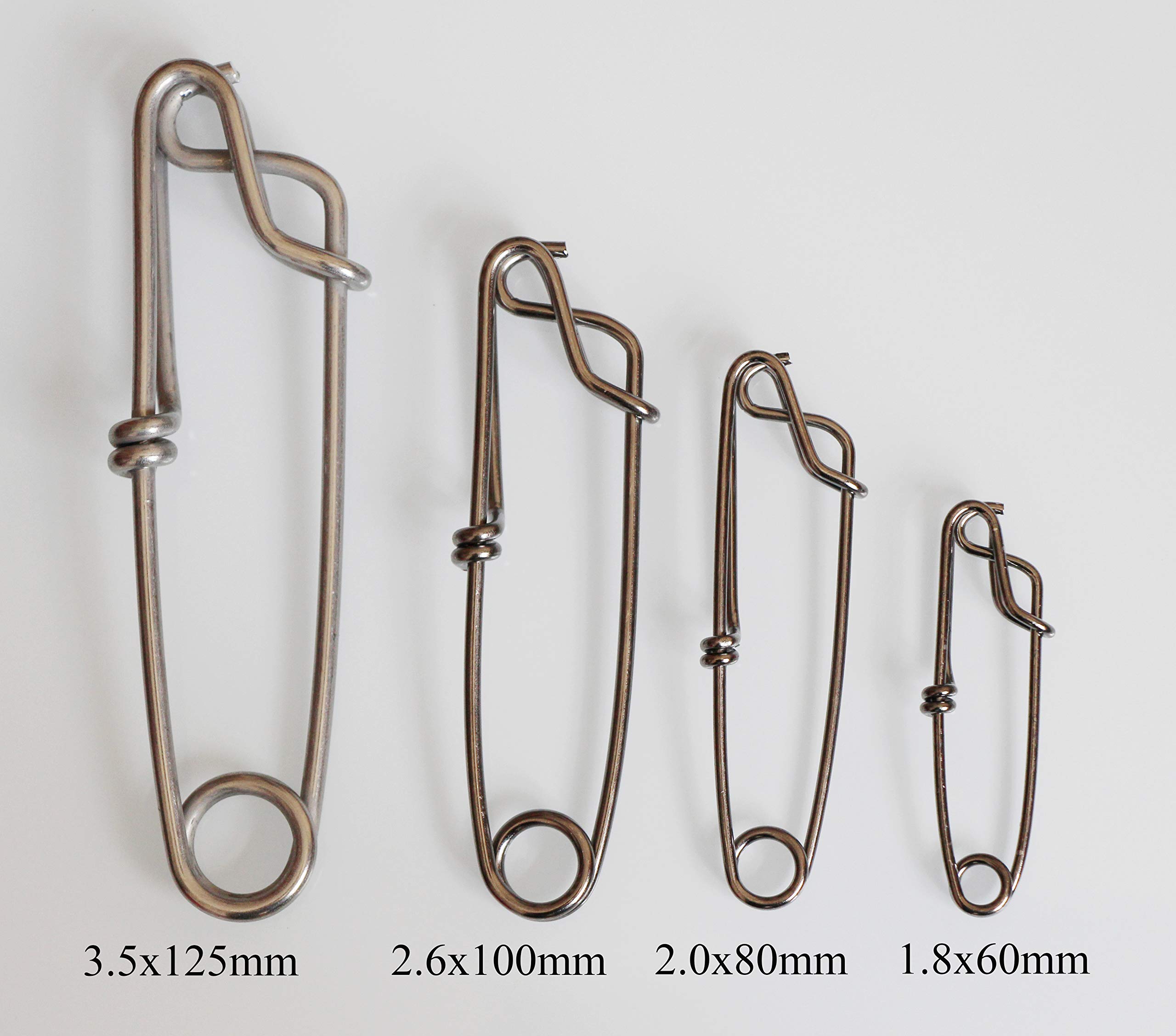 Stainless Steel Tuna Clips 5pcs - Longline Fishing Snap Clips for Floatline - 4 Sizes for Saltwater Fishing