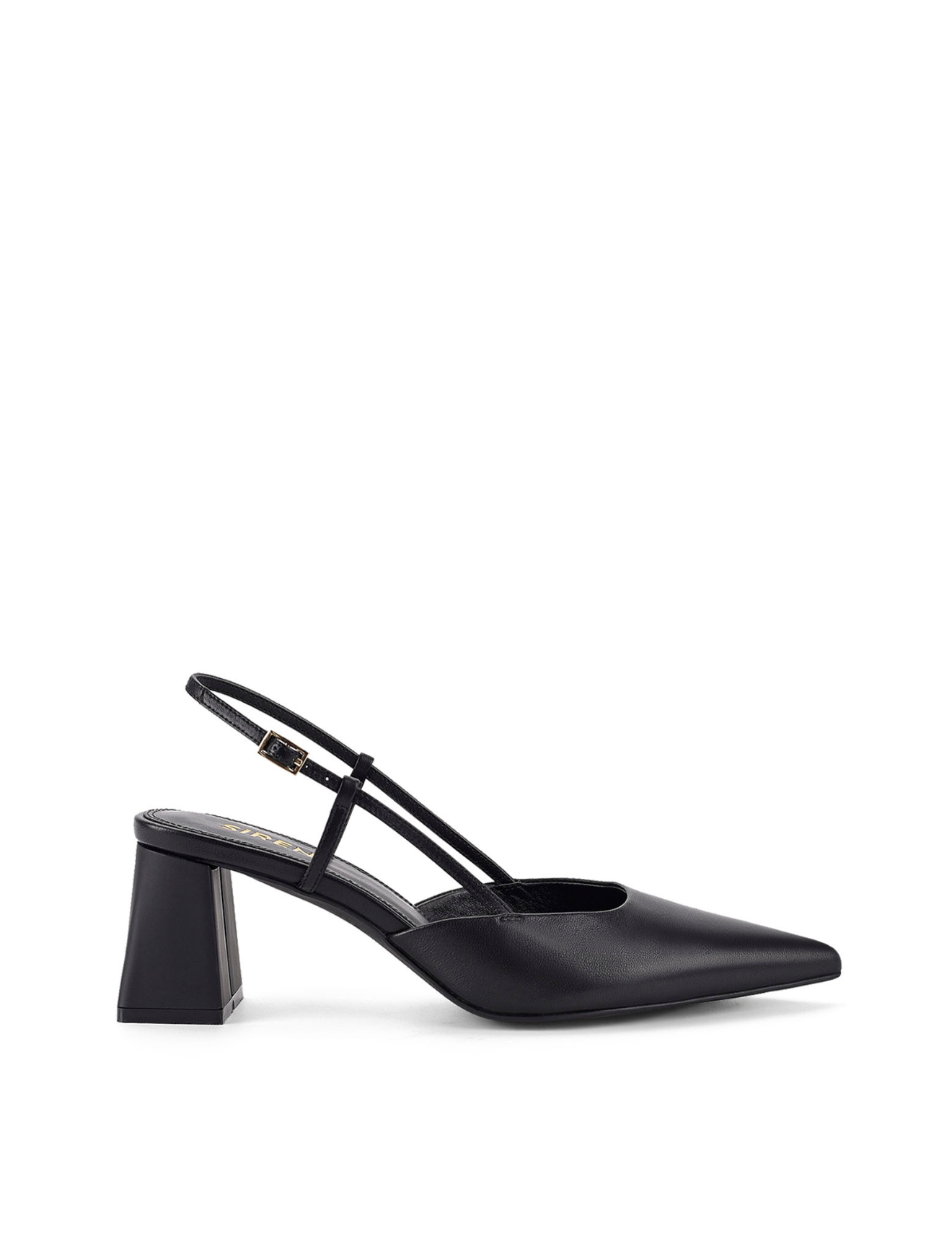 Yasmine Slingback Heels for Women - Black Leather Pumps with Comfortable Block Heel - Perfect for Office, Party & Evening Events