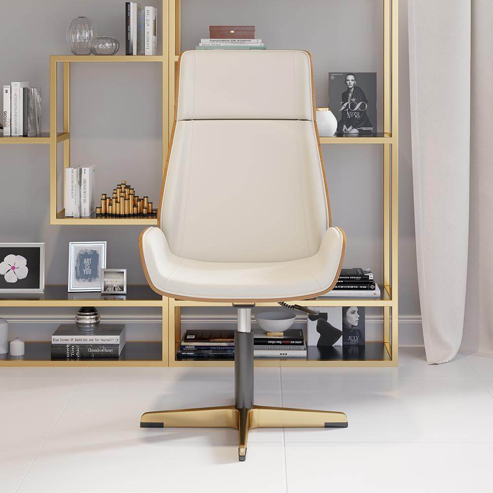 Premium Leather Modern Home Office Chair - Ergonomic High Back Executive Desk Chair with Lumbar Support - Perfect for Working from Home, Gaming & Conference Rooms