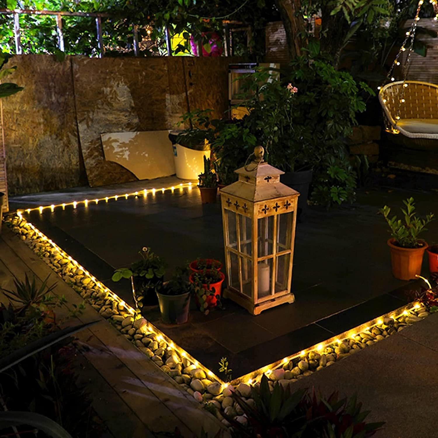 JMEXSUSS 200 LED Solar Rope Lights - 66ft Outdoor Waterproof Solar Powered String Lights with 8 Lighting Modes for Fence, Gazebo, Yard, Walkway, Path (Warm White) | Perfect for Garden, Patio, Deck, Wedding & Holiday Decorations