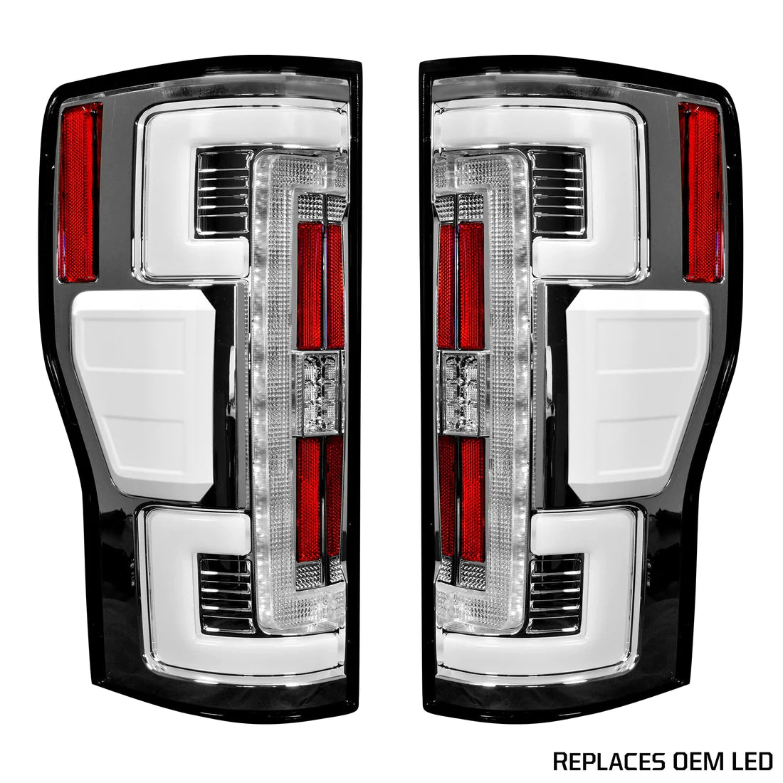 Ford Super Duty F250 F350 F450 F550 2017-2019 LED Tail Lights - OEM Replacement with Clear OLED Design - Perfect for Off-Roading & Truck Upgrades