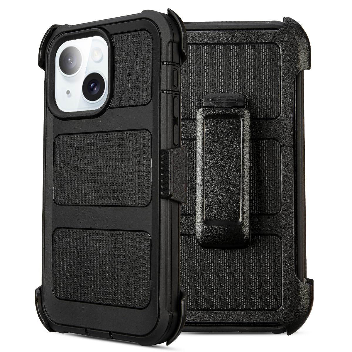 Rugged Heavy Duty iPhone 13 Case with Clip & Kickstand - 2-Layer Protective Shockproof Cover, Anti-Drop Holster Case for iPhone 13 (Black) - Perfect for Construction, Outdoor Adventures & Active Lifestyles
