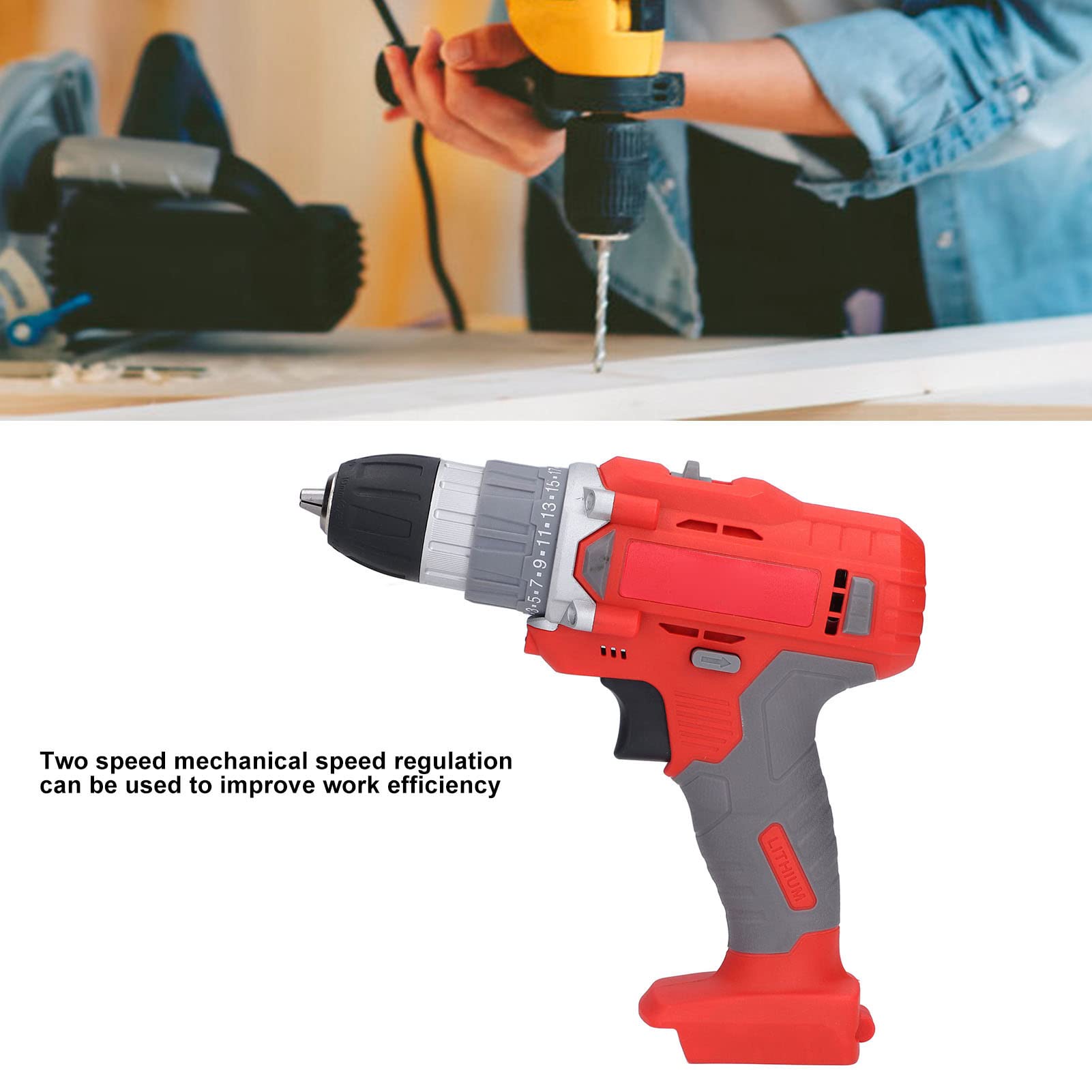 Dual Mode Cordless Electric Drill - 25 Torque Adjustable, Comfort Grip, Easy to Use for Home & Industrial Projects | Perfect for DIY, Woodworking, and Construction Tasks