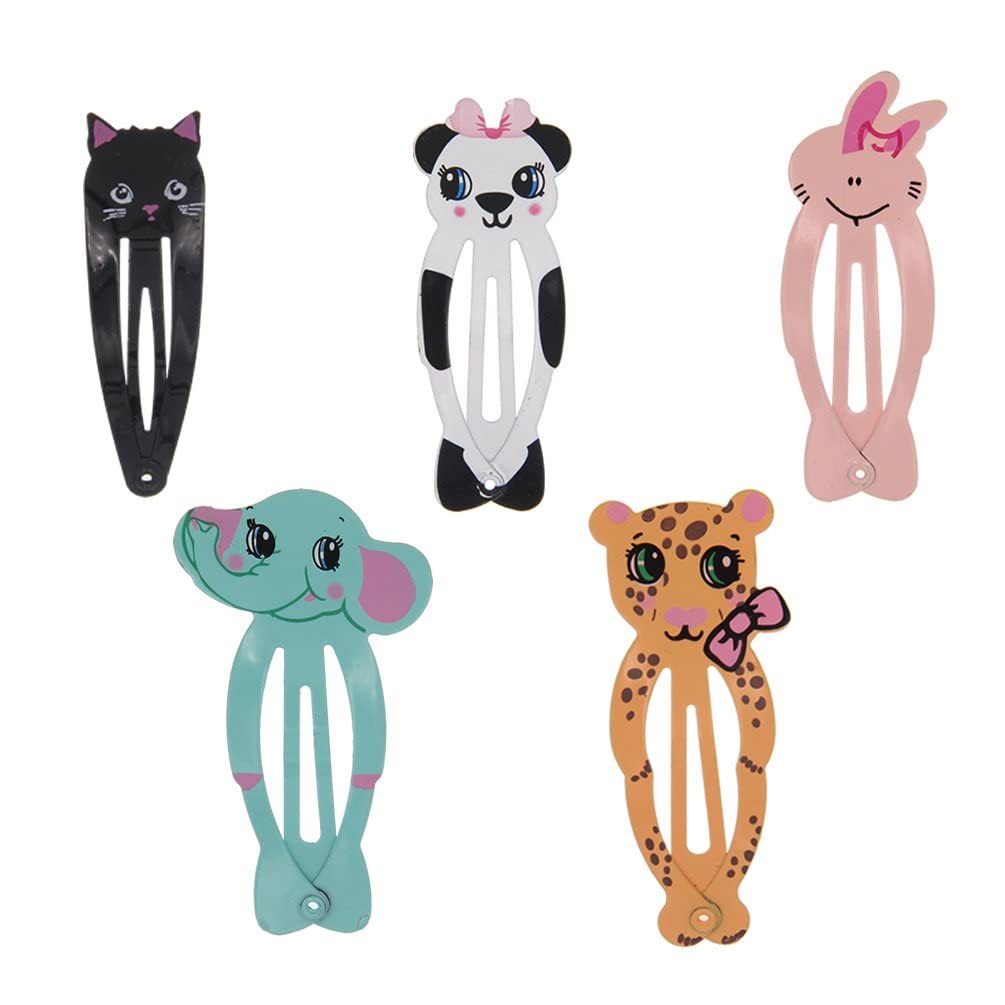 40 Pack Cute Cartoon Animal Snap Hair Clips for Girls - 20 Pairs 2 Inch Metal Barrettes Hairpins Accessories for Baby Toddlers Kids Teens with Fine or Thick Hair - Perfect for School, Parties & Daily Styling