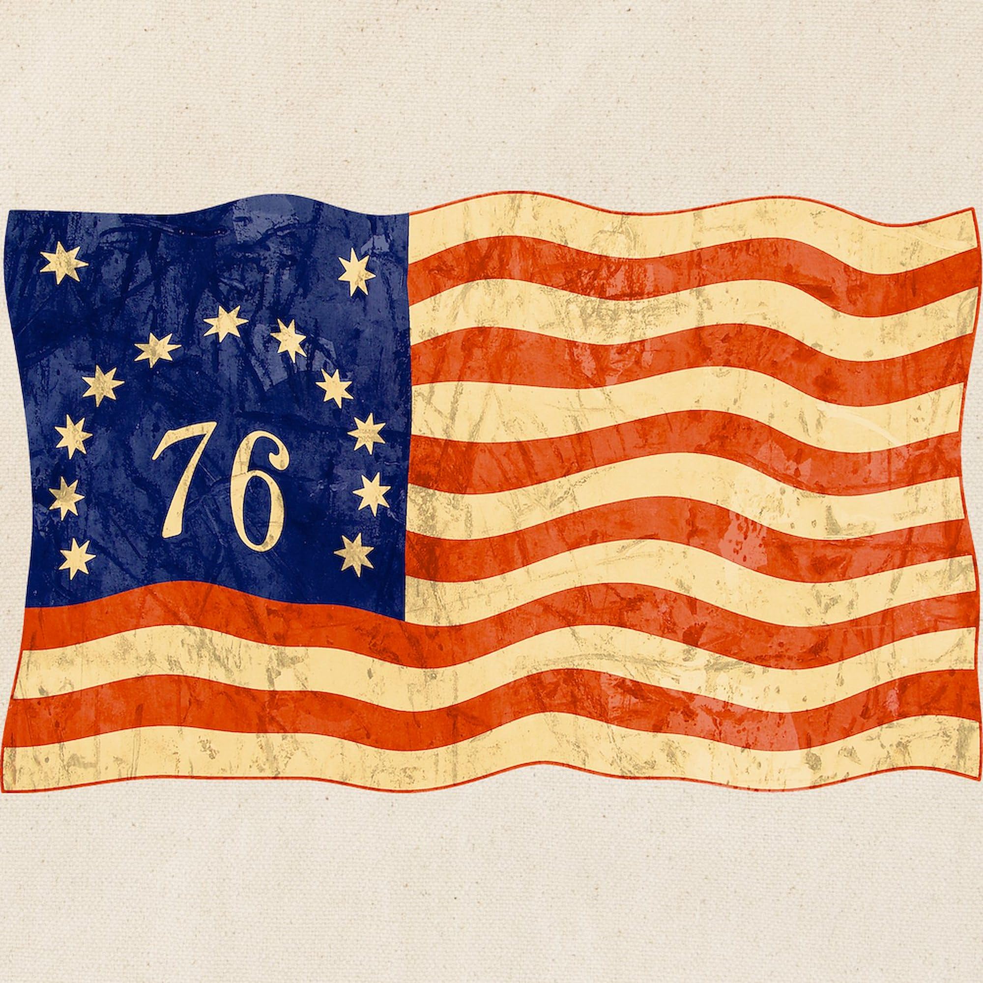 Retro 1776 American Flag Tote Bag - Natural Canvas Reusable Shopping Bag for Groceries, Beach & Patriotic Events | CafePress