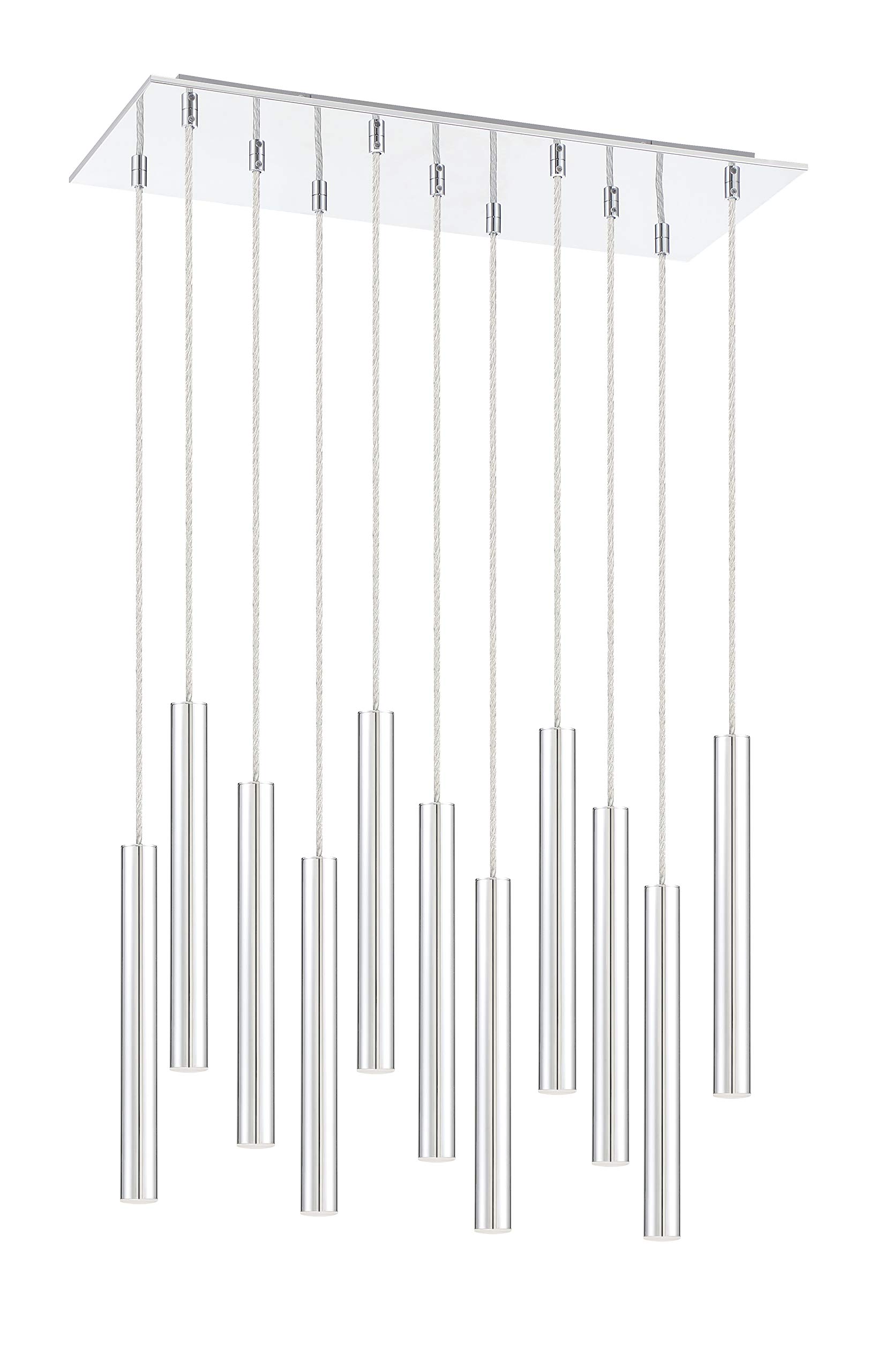 11-Light Chrome Island Pendant Lighting Fixture for Kitchen, Dining Room, and Billiard Room - Modern Farmhouse Chandelier with Adjustable Height